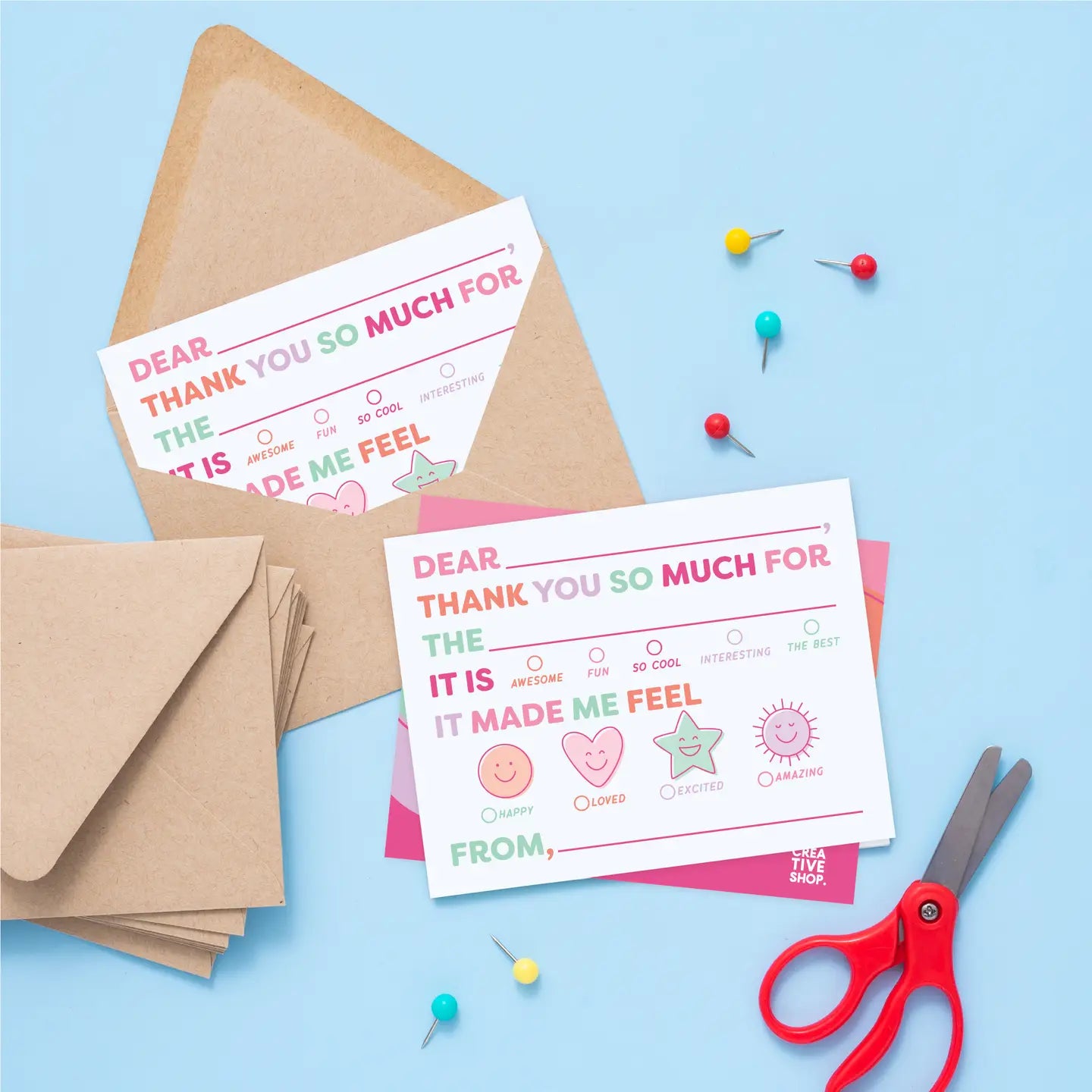 New Kid's Emotion Fill in Thank You Notes - Pink image 1