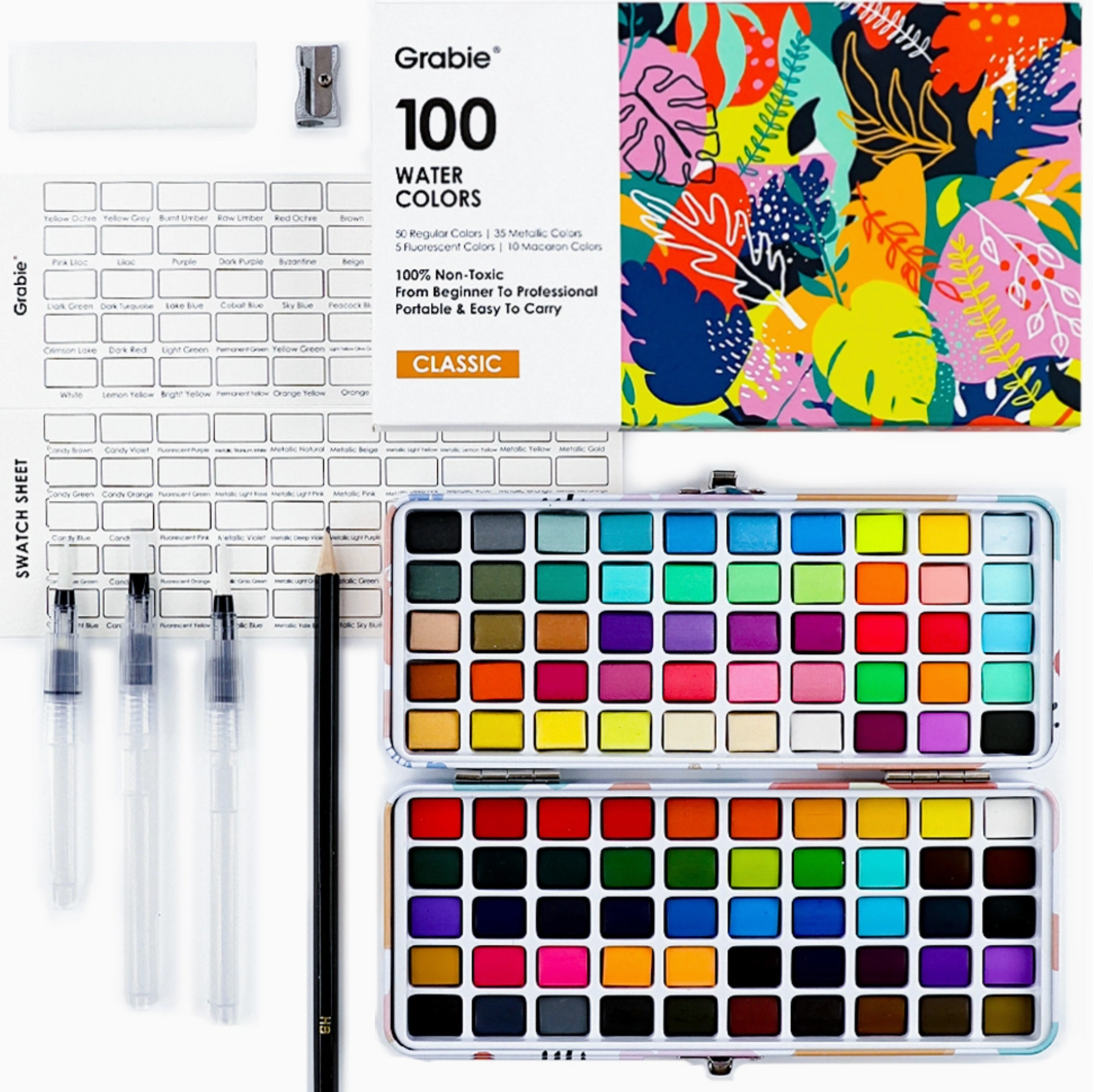 Watercolor Set of 100 with Brush image 0
