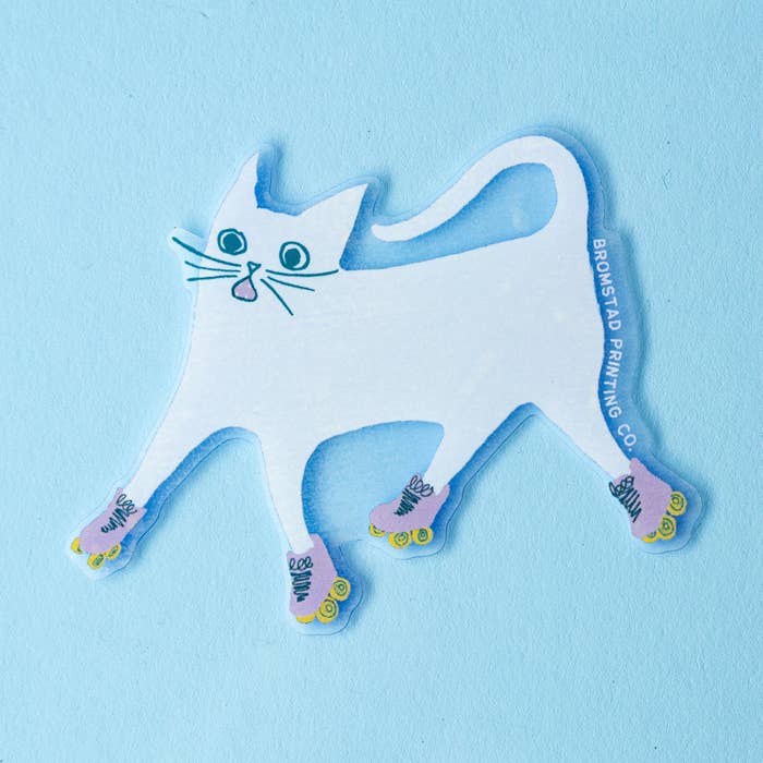 Rollerskate Cat Clear Sticker image 0