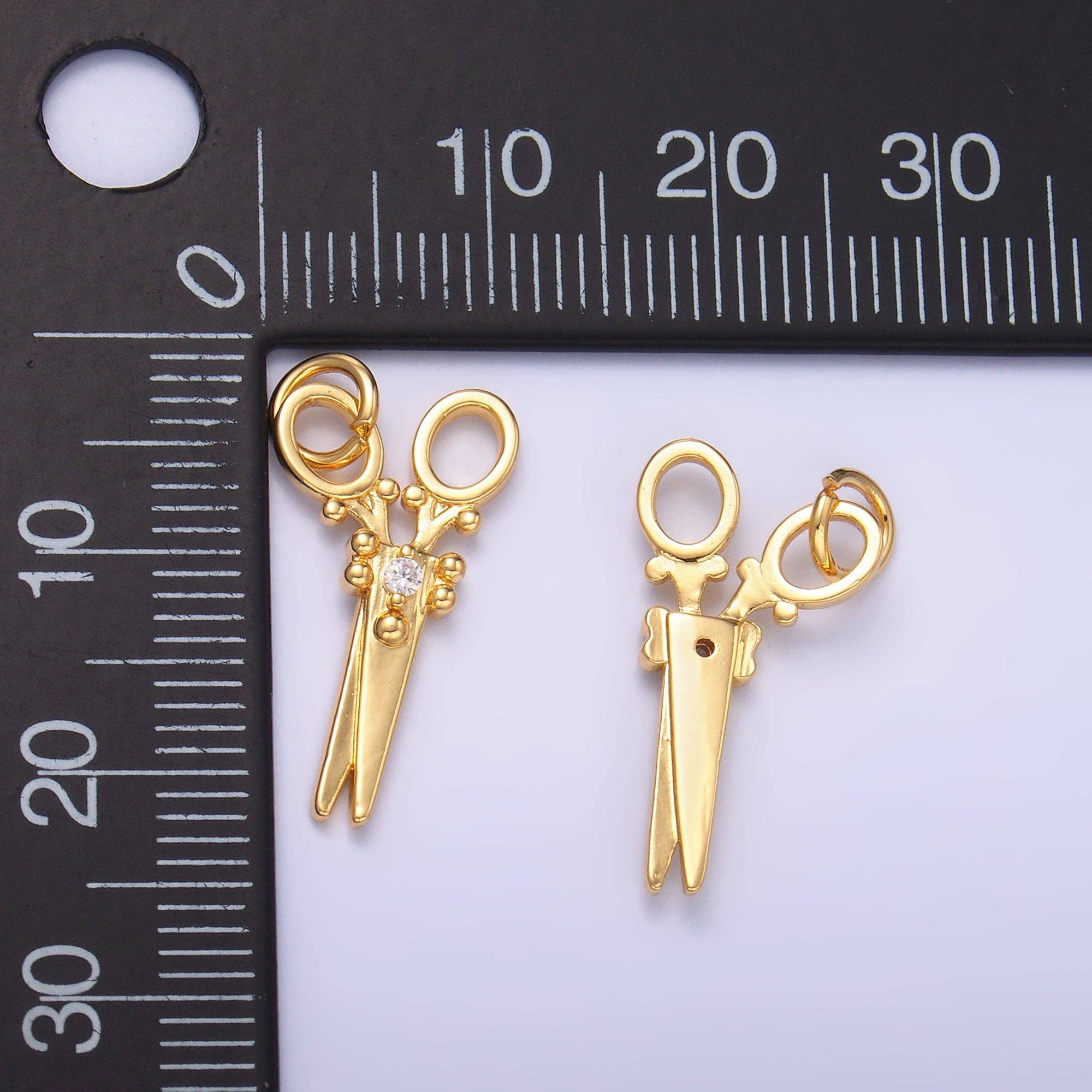 Mini 24K Gold Filled Micro Paved Scissors Charm