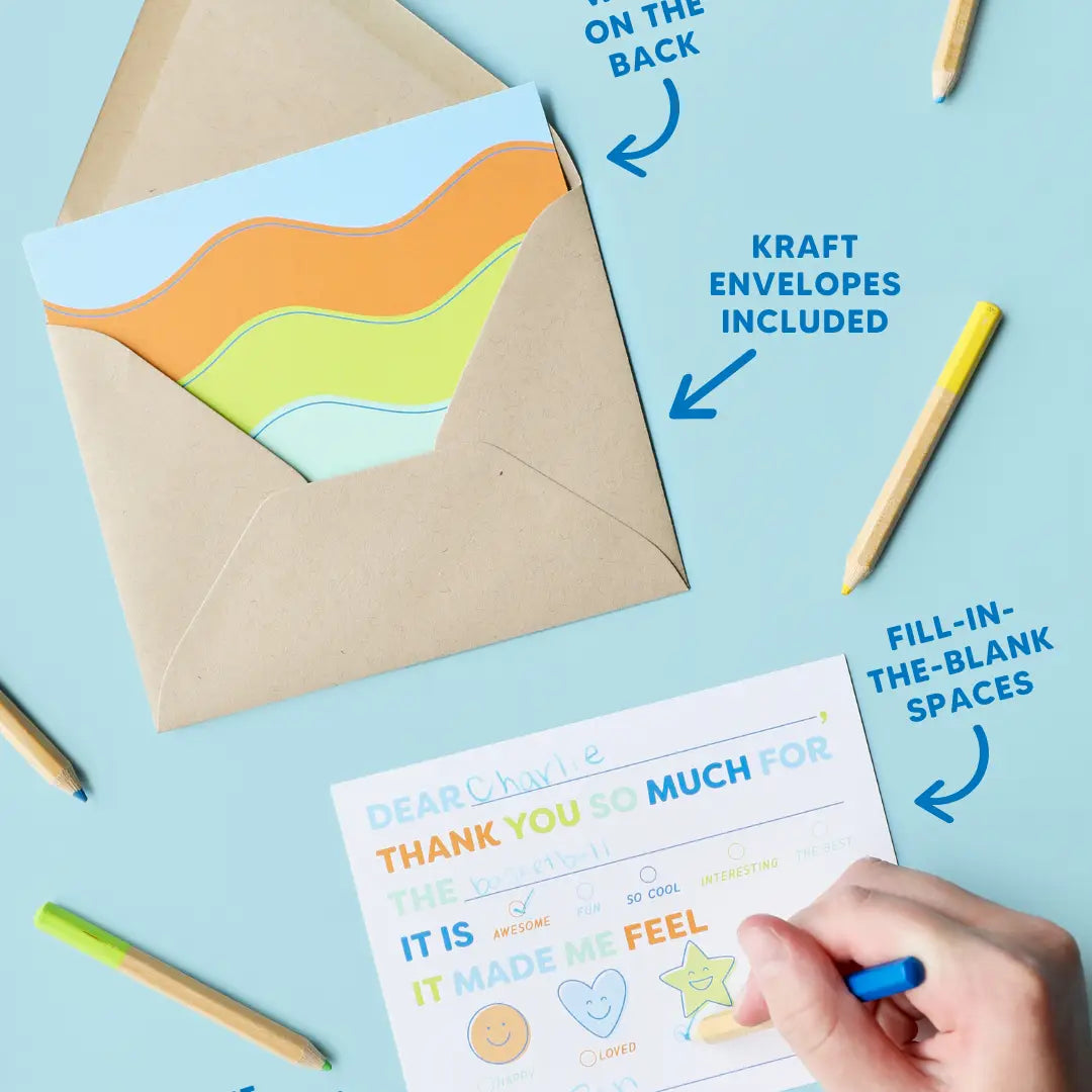 New Kid's Emotion Fill in Thank You Notes - Blue image 1