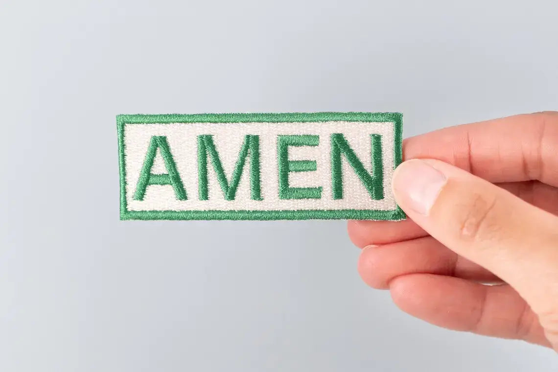 Amen Embroidered Iron-On Patch Southern Funny Country Charm
