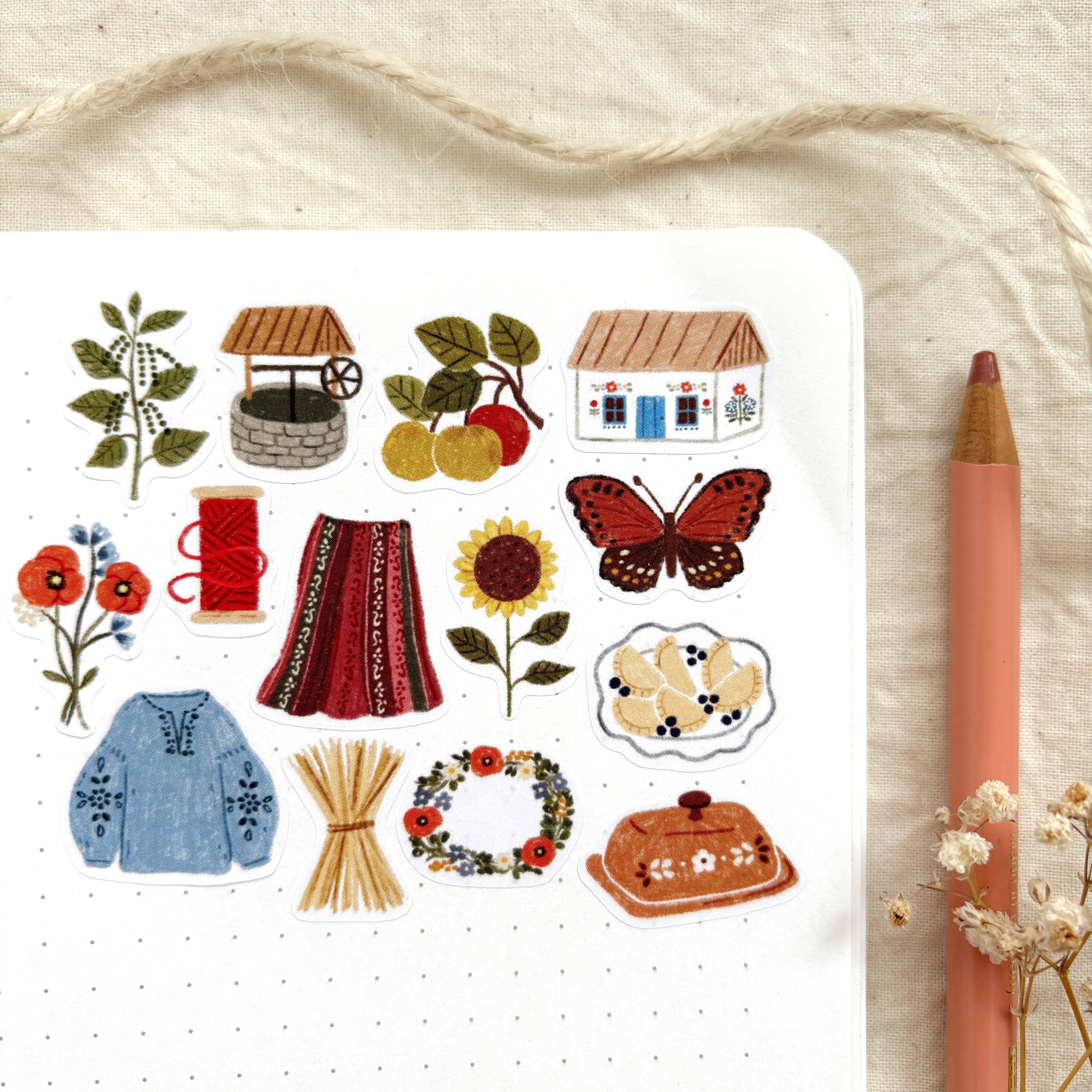 Folk Cottage - Planner & Journal Stickers | A6 Matte Paper