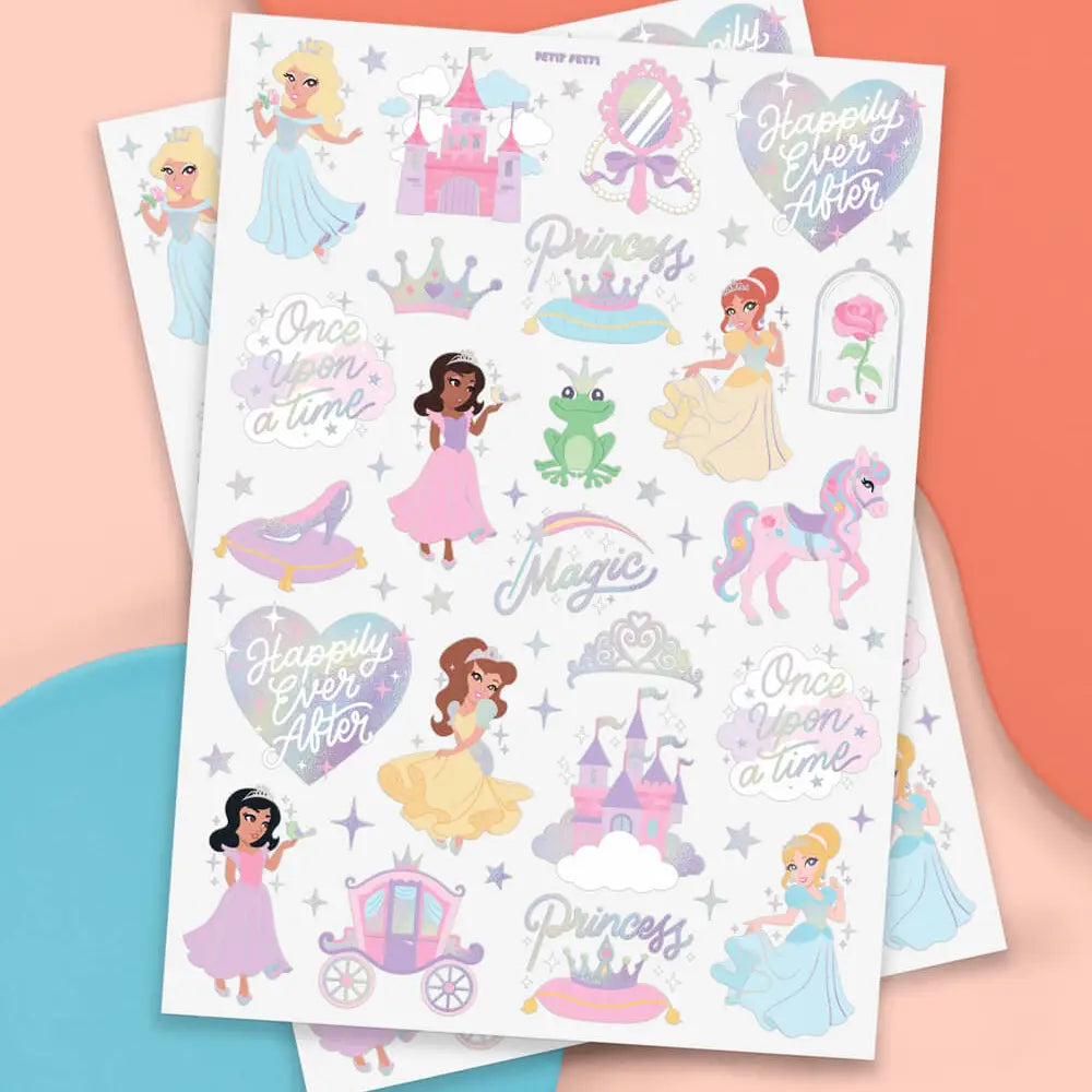 Pastel Princess Party Foil Kids Temporary Tattoos - Petit Fetti image 1