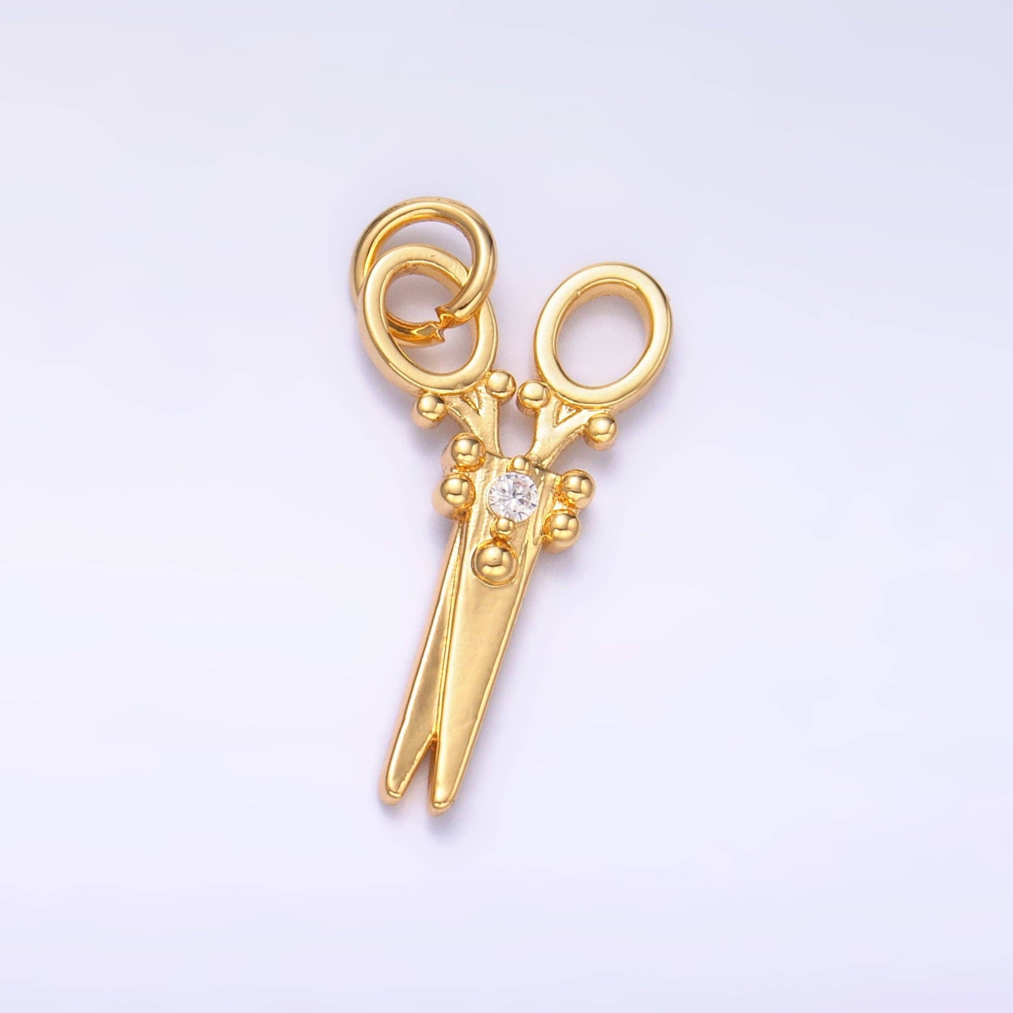 Mini 24K Gold Filled Micro Paved Scissors Charm