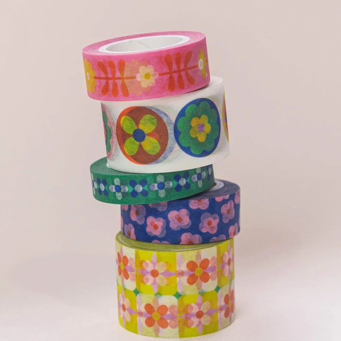 Folk Fleurs 25mm • Retro Flowers Wide Washi Tape - by My Darlin' image 2