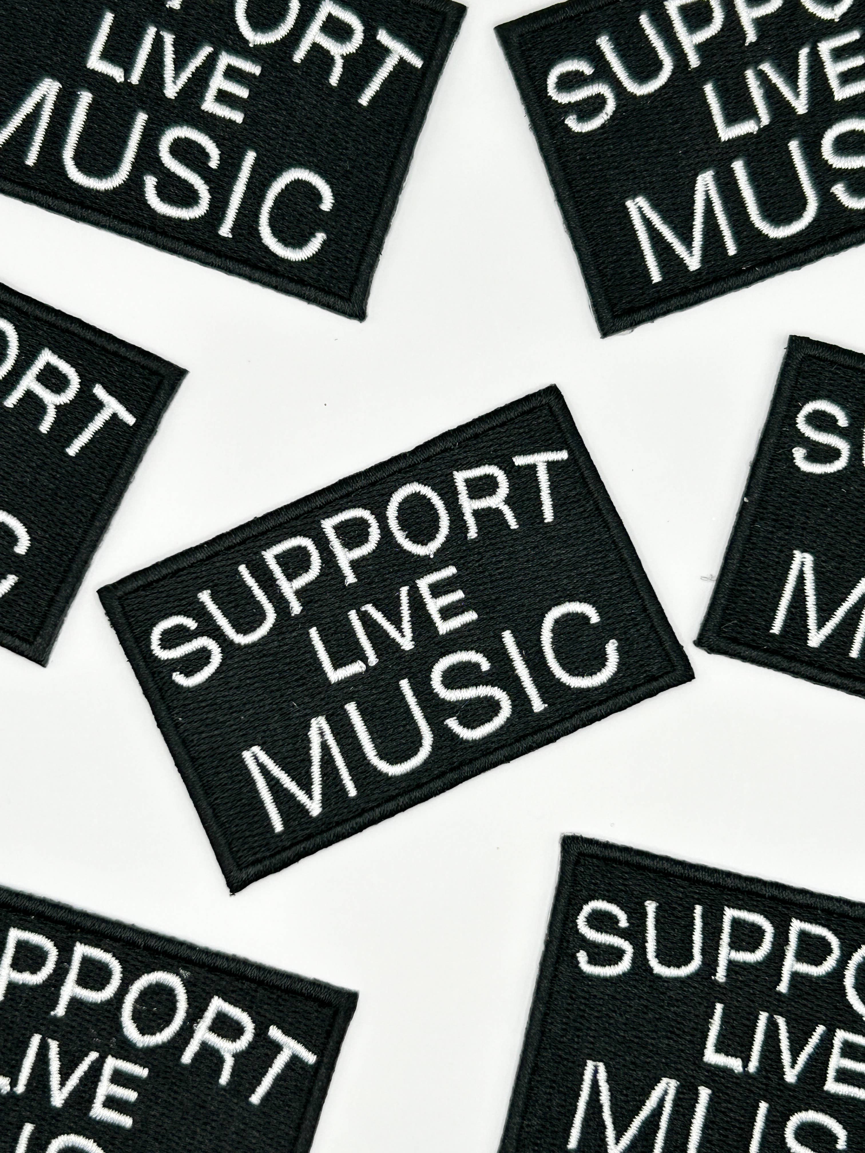 Support Live Music Embroidered Iron On Patch Trucker Hat