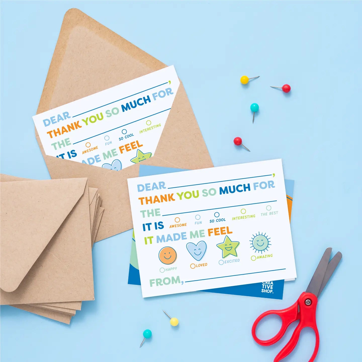 New Kid's Emotion Fill in Thank You Notes - Blue image 0