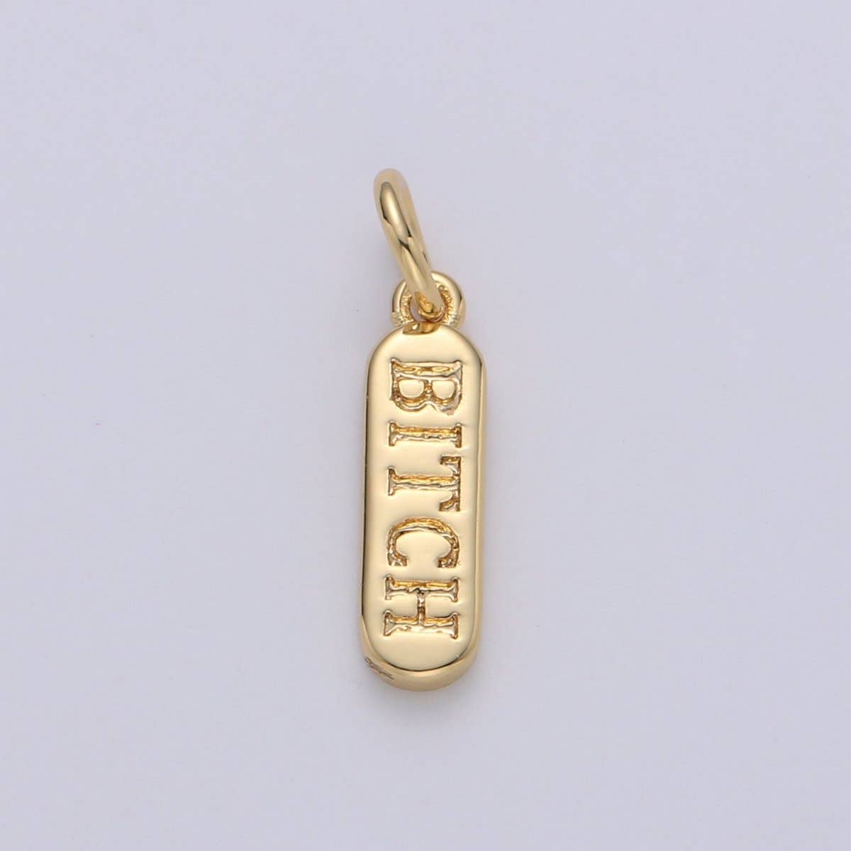 Dainty Gold Pill Bar Pendant, love mom hope happy chill words charm, 14K Gold Filed Pendant for Bracelet Necklace Earring Component Supply | D-506, D-323-D-330, D-747