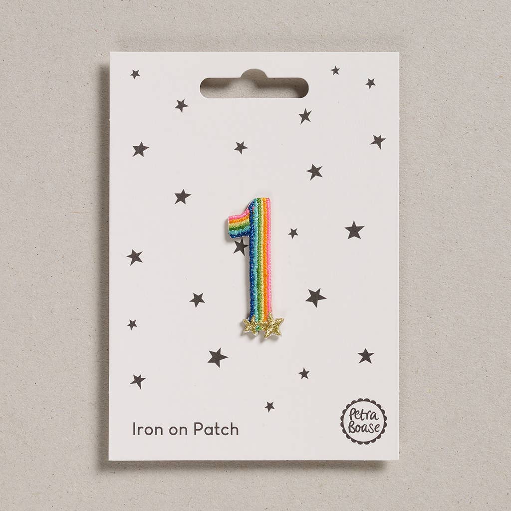 Iron on Patch - - Rainbow Number - One