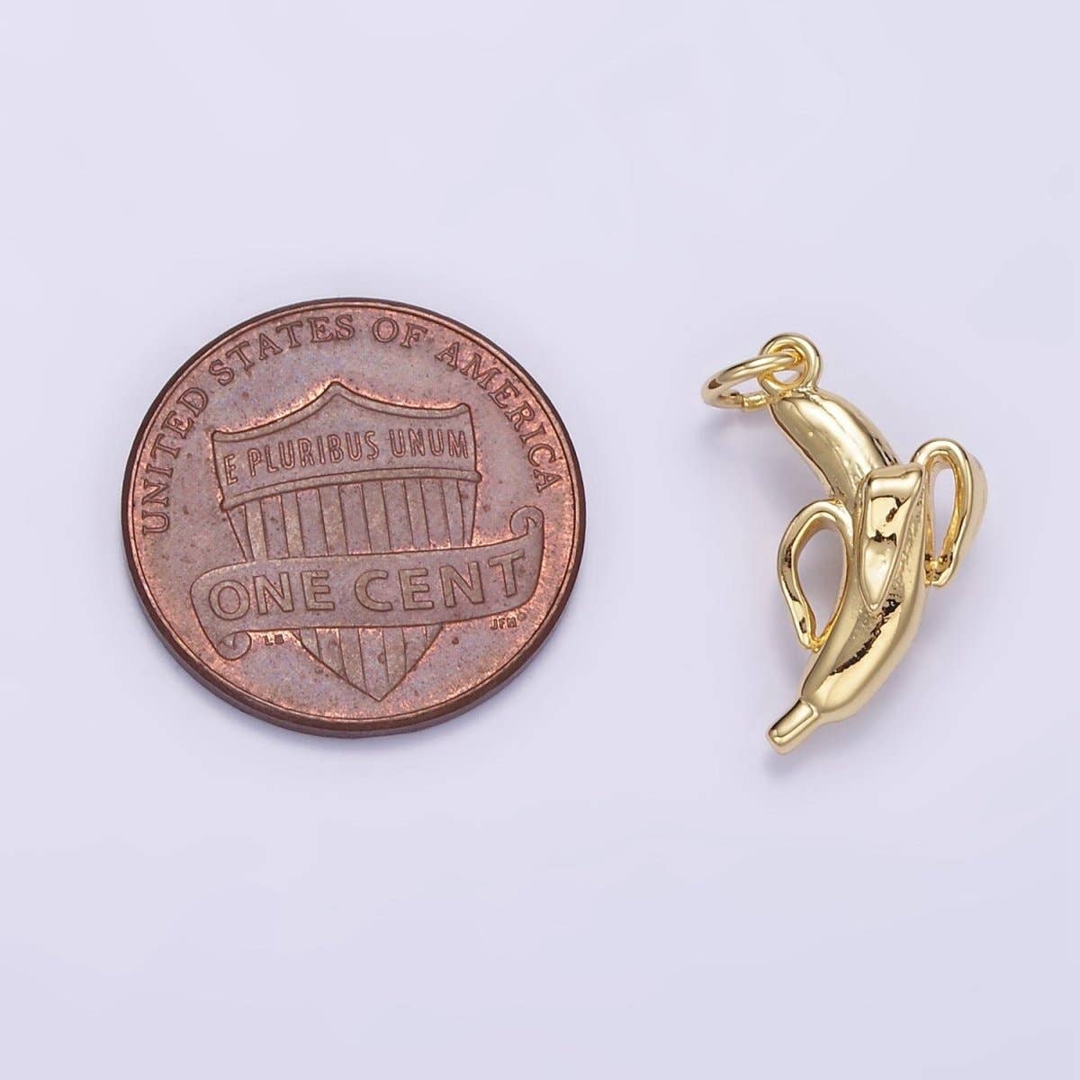 14K Gold Filled 17mm Peeled Banana Fruit Minimalist Charm |