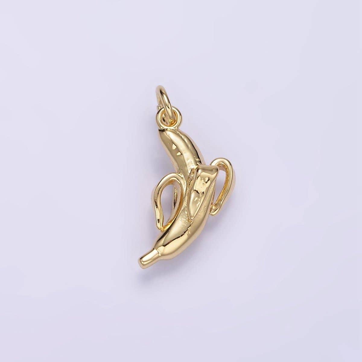 14K Gold Filled 17mm Peeled Banana Fruit Minimalist Charm |