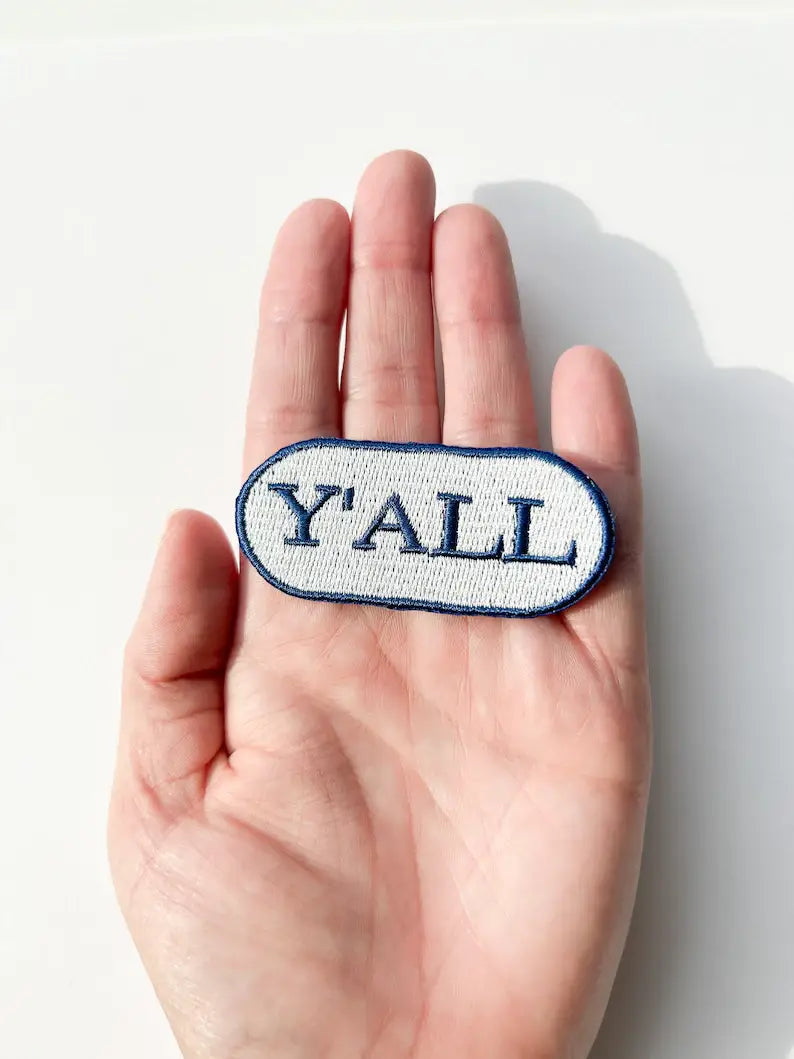 Blue Y'all Embroidered Iron-on Patch for Hats & Clothing