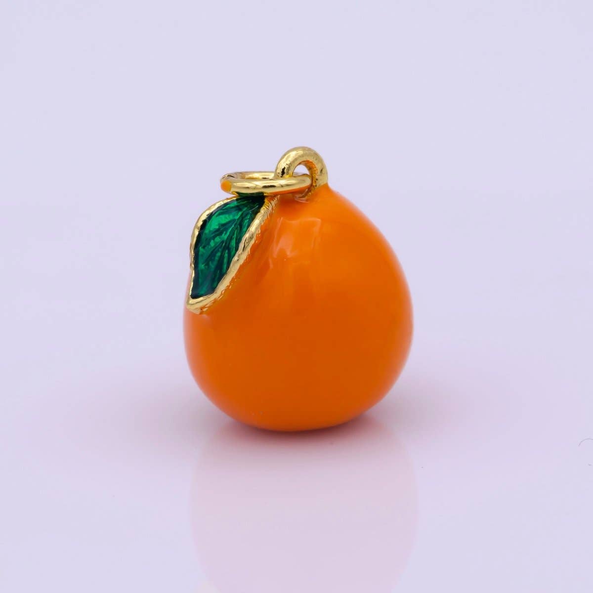 Mini Gold Orange Charm Enamel Tangerine Pendant