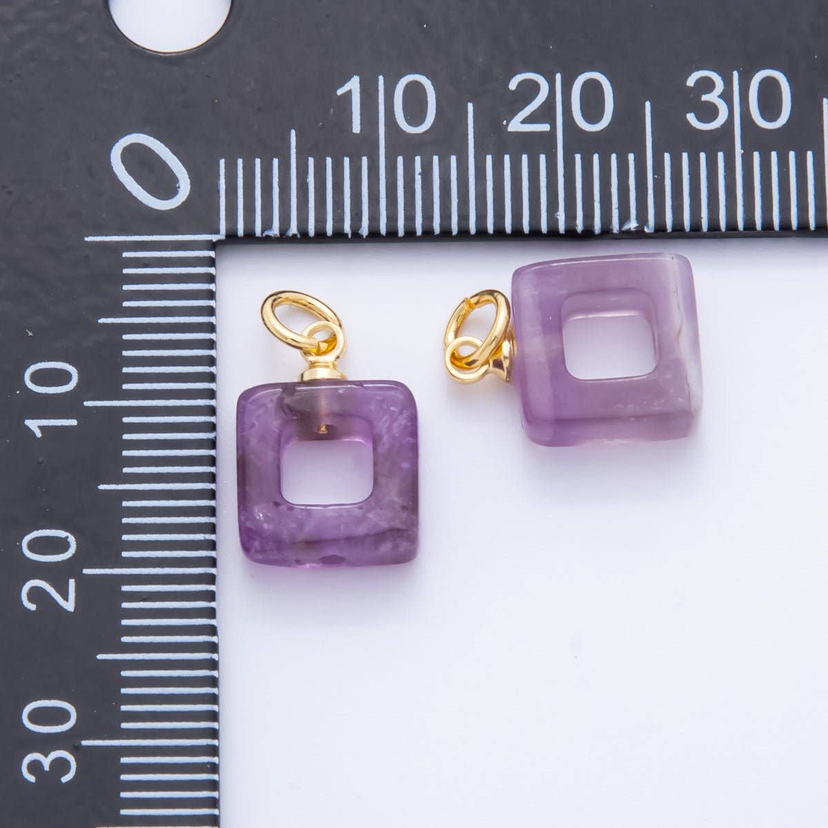 18K Gold Filled Purple Amethyst Open Square Gemstone |