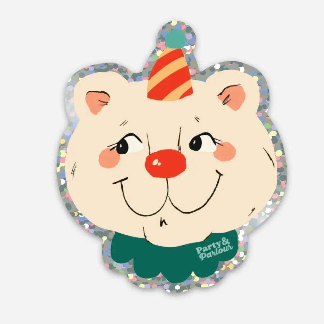 Party & Parlour Berkeley Party Bear Glossy Premium Vinyl Glitter Sticker image 1