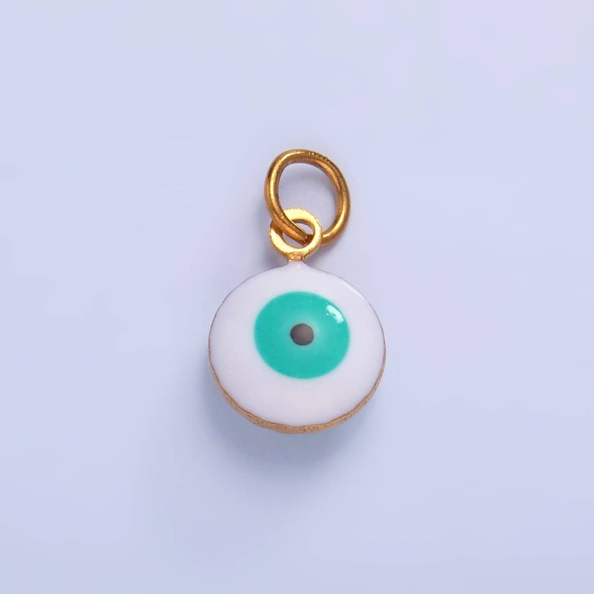Stainless Steel 8mm Blue, White Evil Eye Enamel Round Mini Charm in Gold & Silver | P729 P731