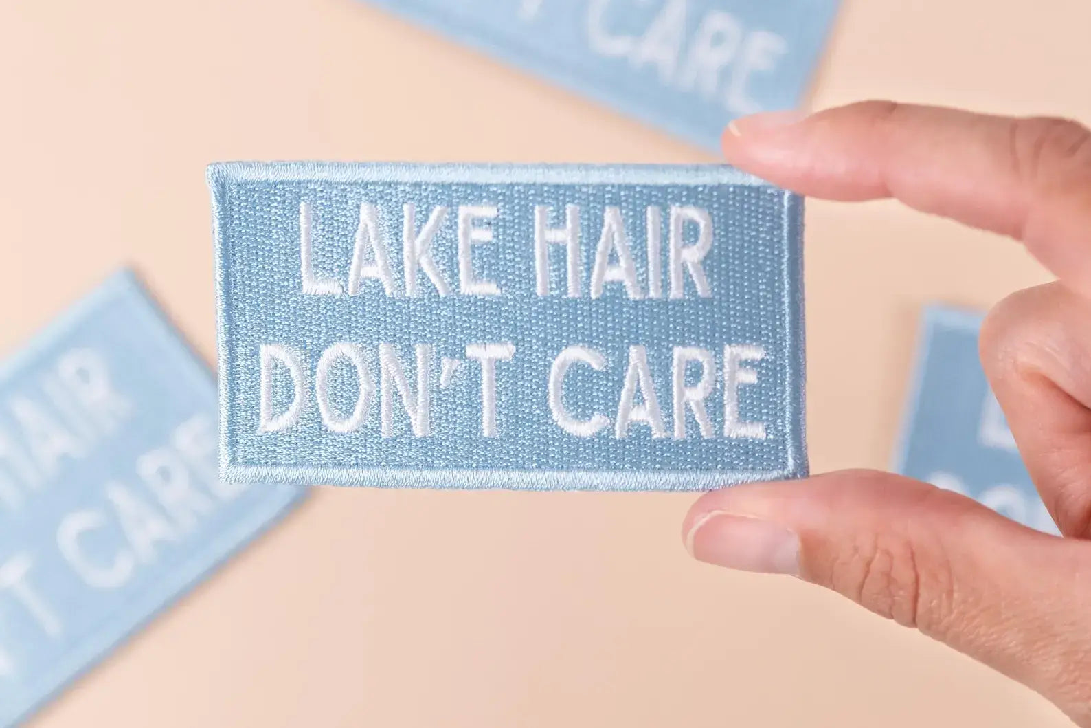 Lake Hair Don't Care Embroidered Iron-On Patch Weekend Boat