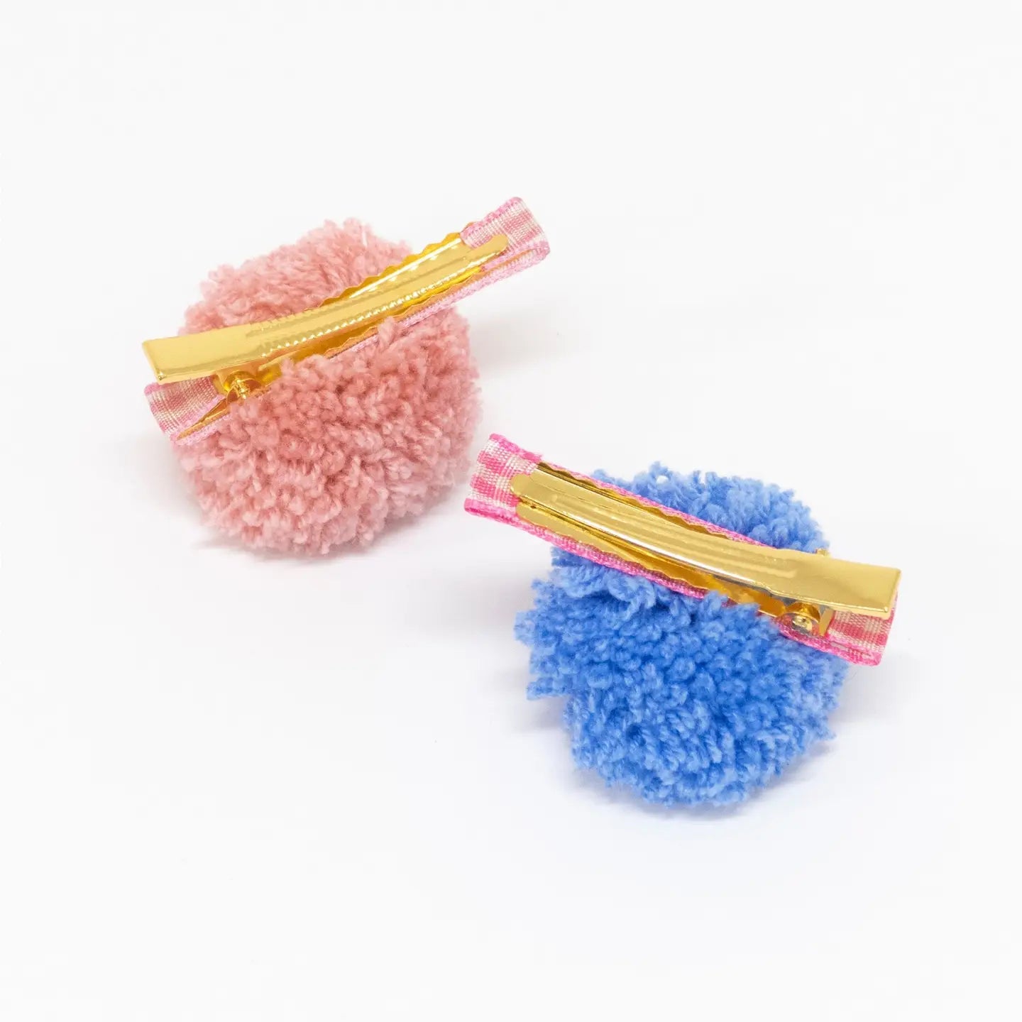 Gingham & Big Pompom Hair Clips image 1