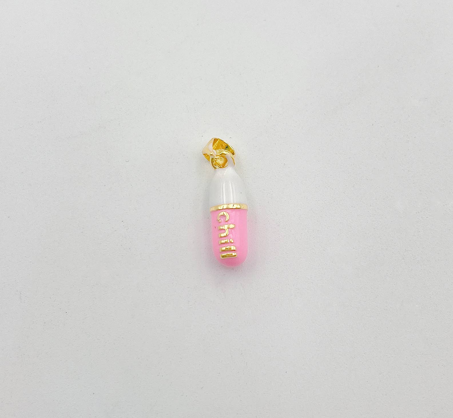 Dainty Enamel Pill Bar Charm Pendant in Gold Filled