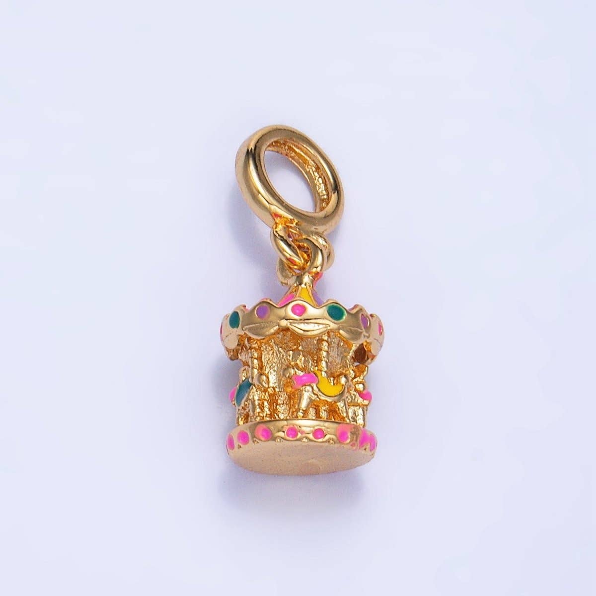 24K Gold Filled Carousel Carnival Enamel Multidimensional Rhondelle Drop Charm |