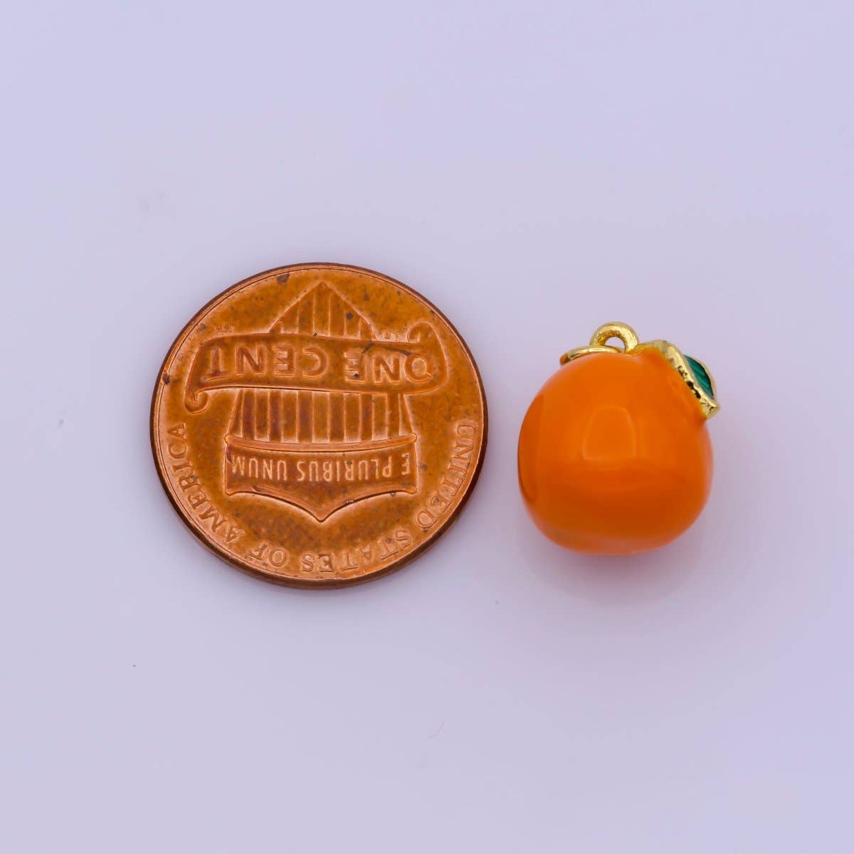 Mini Gold Orange Charm Enamel Tangerine Pendant