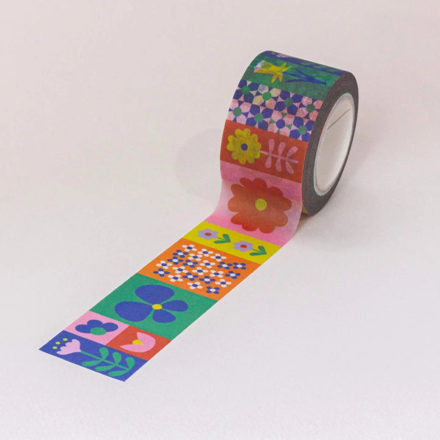 Flowerblock 25mm • Colorblock Flowers Wide Washi Tape image 0