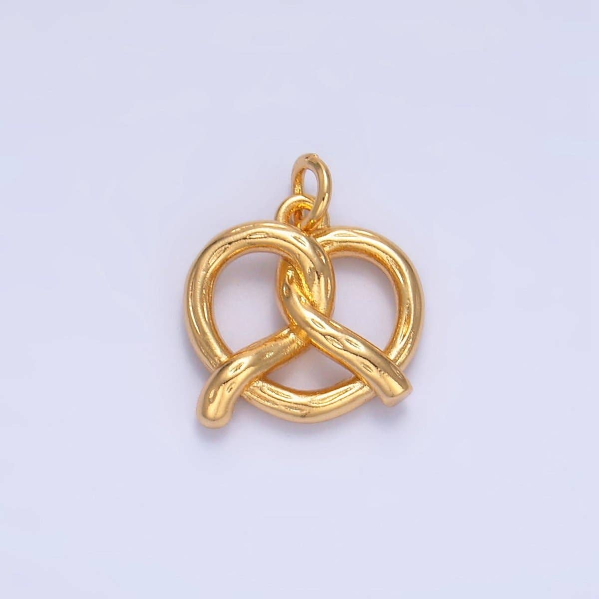 24K Gold Filled Mini Pretzel Pastry 3D Minimalist Charm in Gold