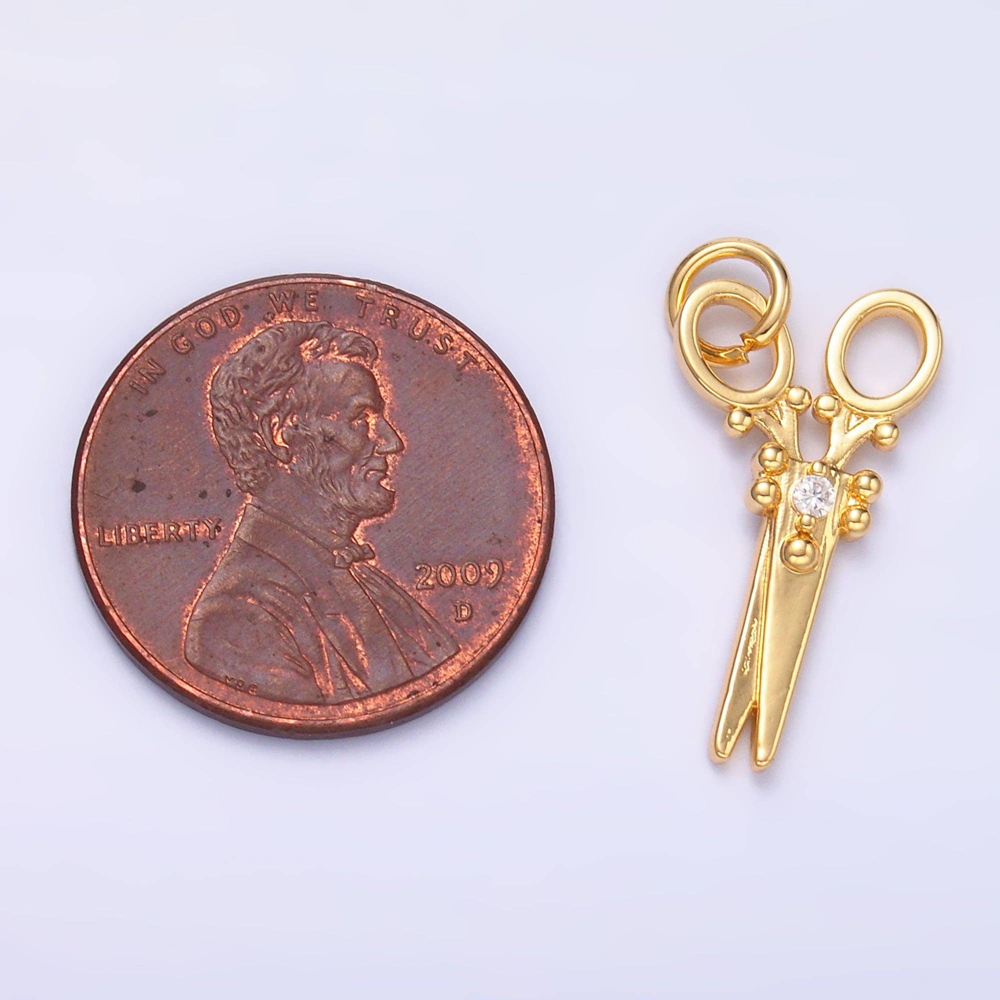 Mini 24K Gold Filled Micro Paved Scissors Charm
