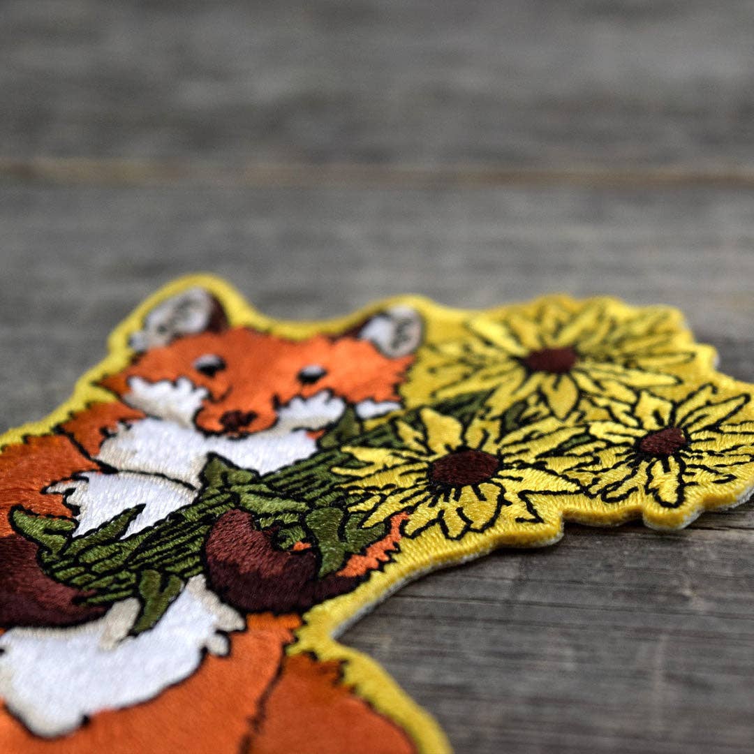 Fox & Flowers Embroidered Patch