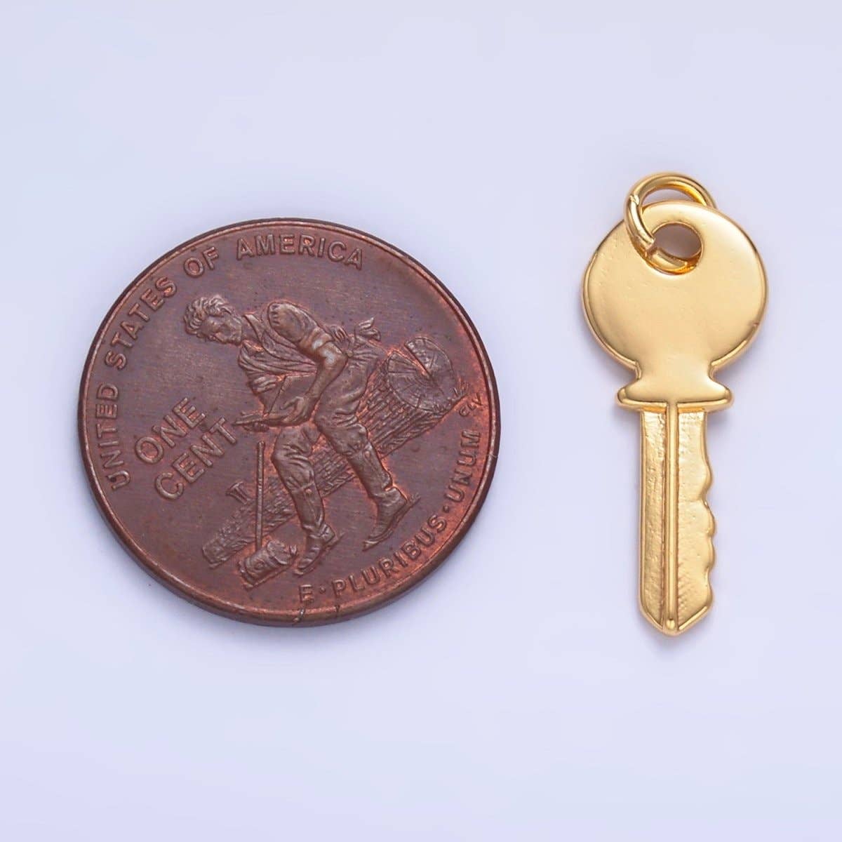 24K Gold Filled Minimalist Key Lock Charm in Gold & Silver |