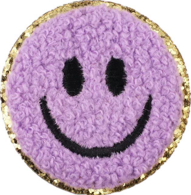 Smile Face Iron On Gold Glitter Patches