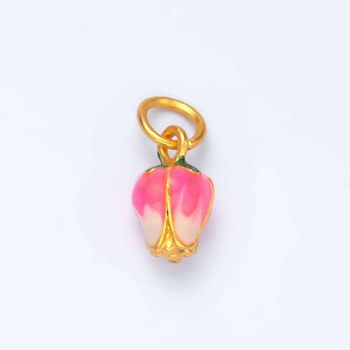24K Gold Filled Mini Tulip Flower Enamel Charm | M154 image 0