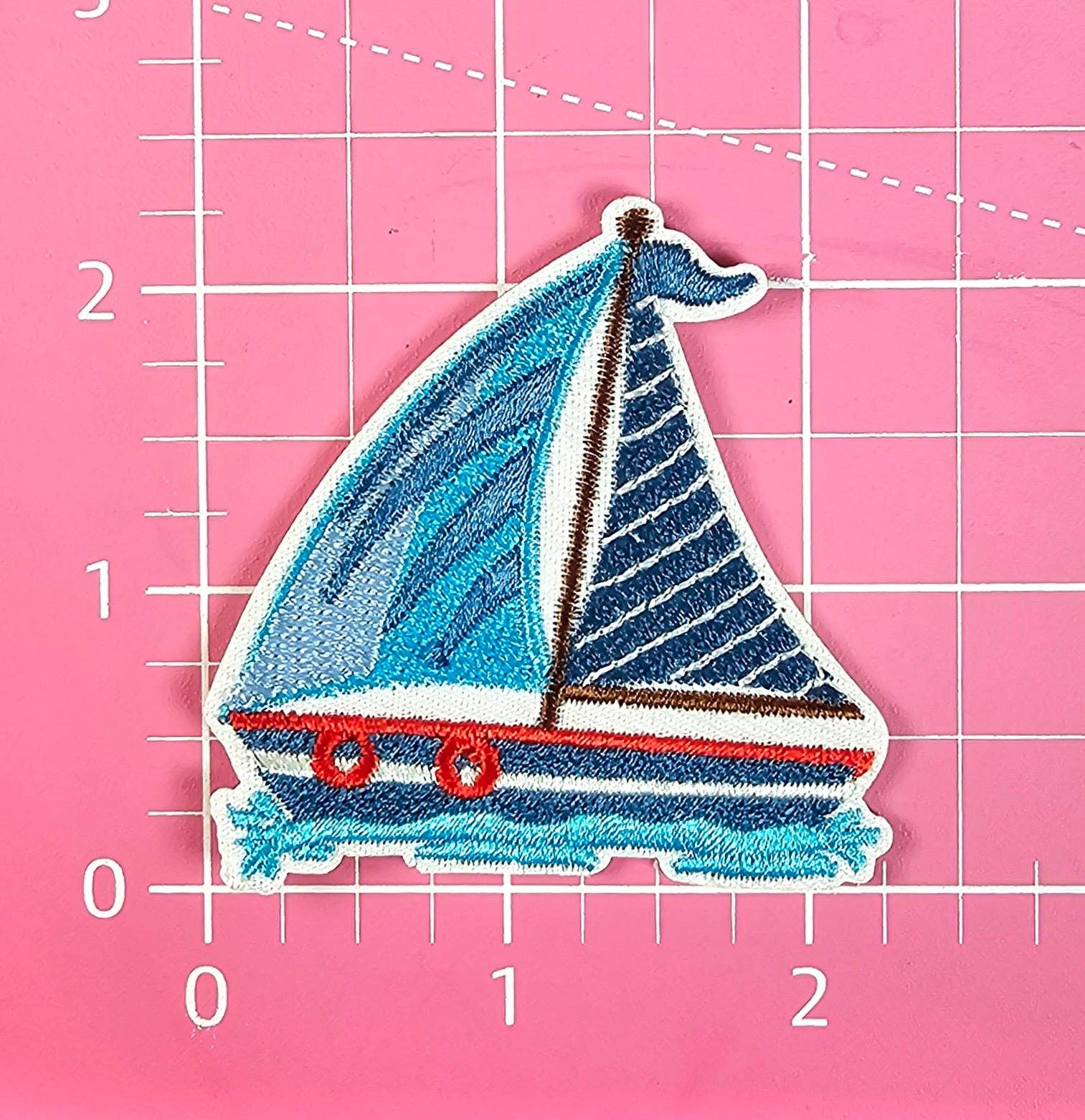 Sail Boat Nautical Coastal Embroidery Iron On Patch