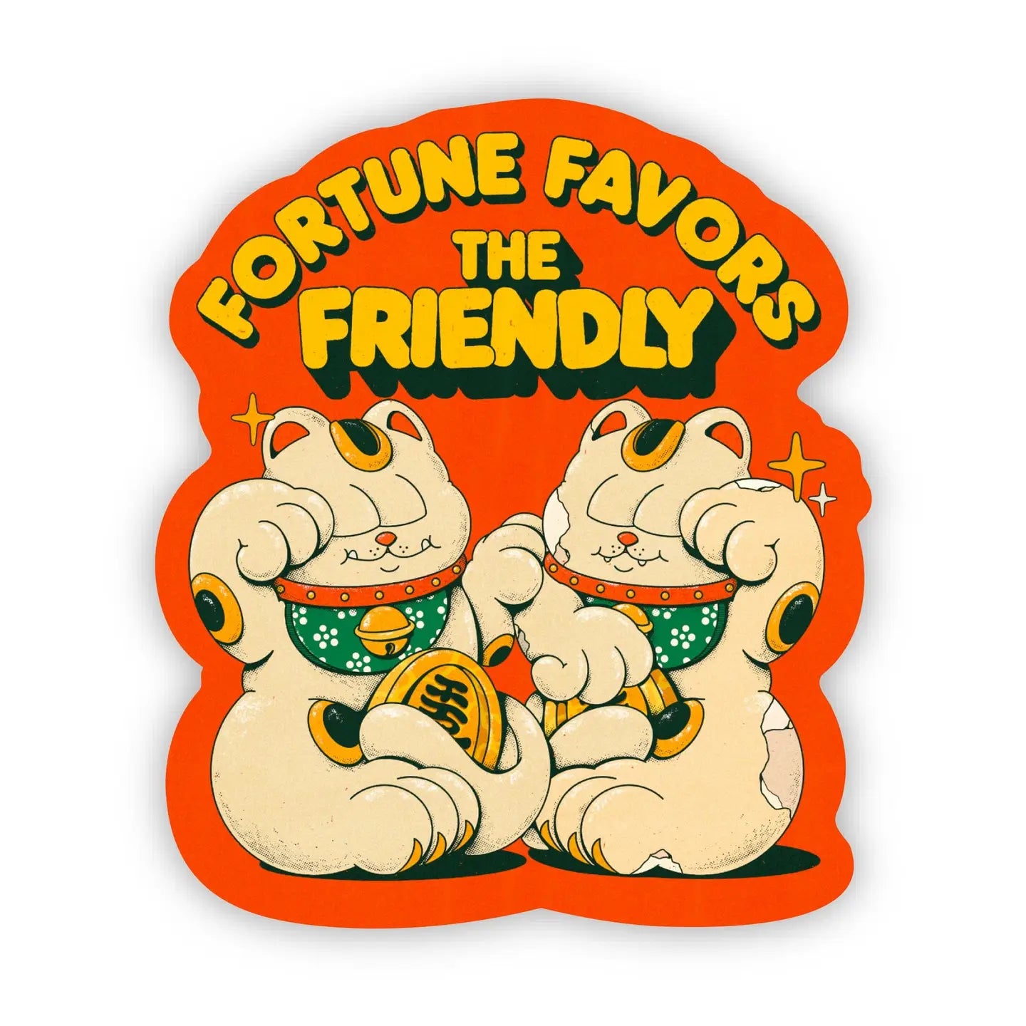 Fortune Favors the Friendly Lucky Cat Sticker image 0