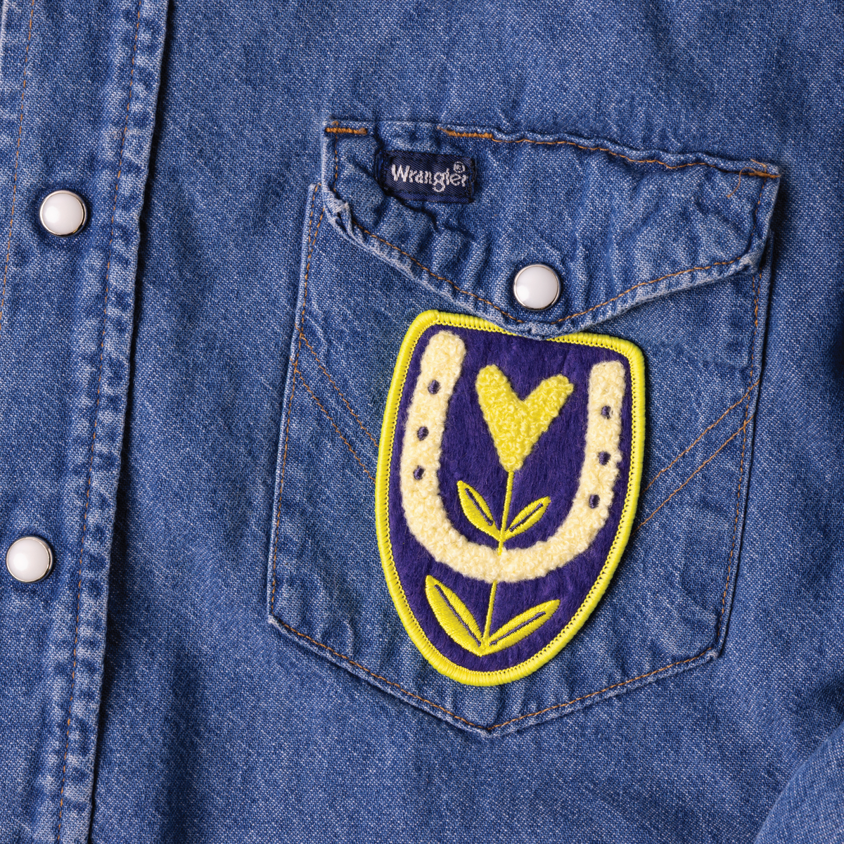 Bloomin' love Chenille Patch Vintage Inspired Iron-On blue