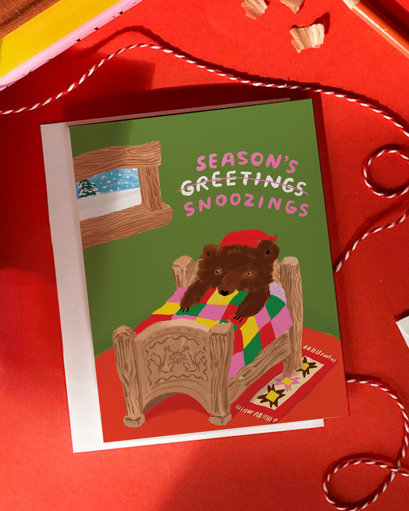 Season’s Snoozings – Christmas Holiday Pun Greeting Card