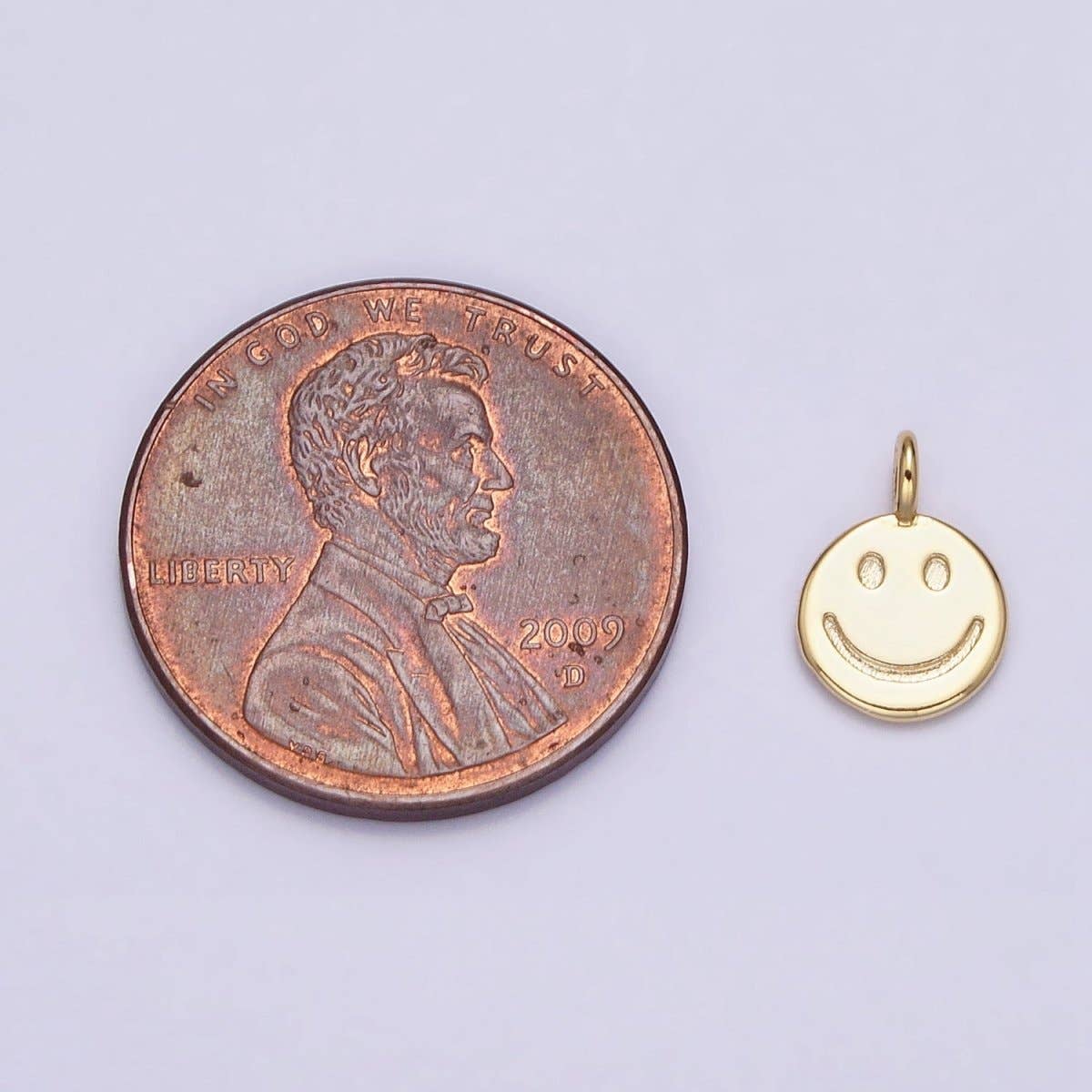 16K Gold Filled Mini Happy Smiley Face Emotion Round Add-On Charm |