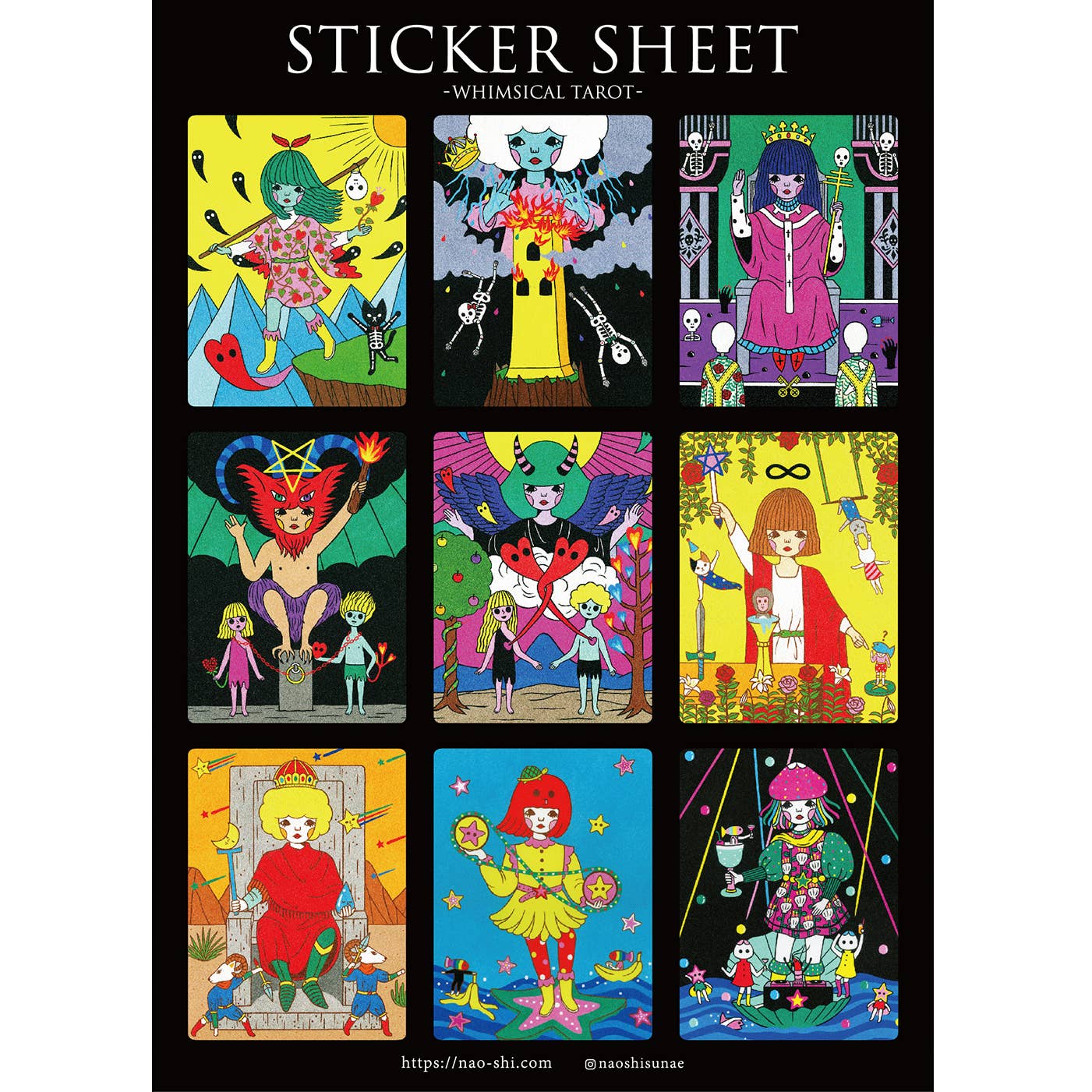【Sticker Sheet】Whimsical TAROT / Black