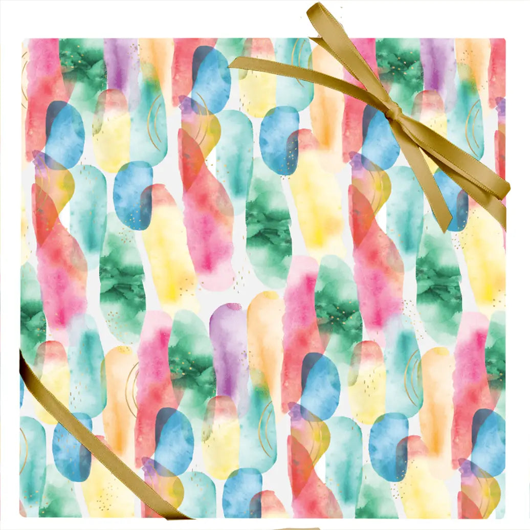 Rainbow Abstract Watercolor Stone Wrapping Paper image 0
