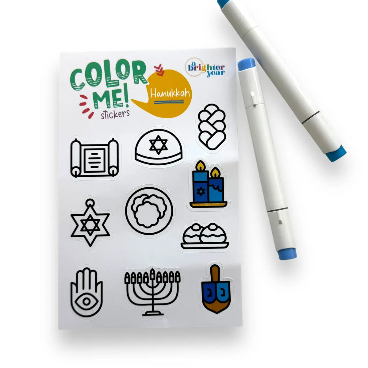 Color Your Own Hanukkah High-Quality Sticker For Kids & Baby image 1