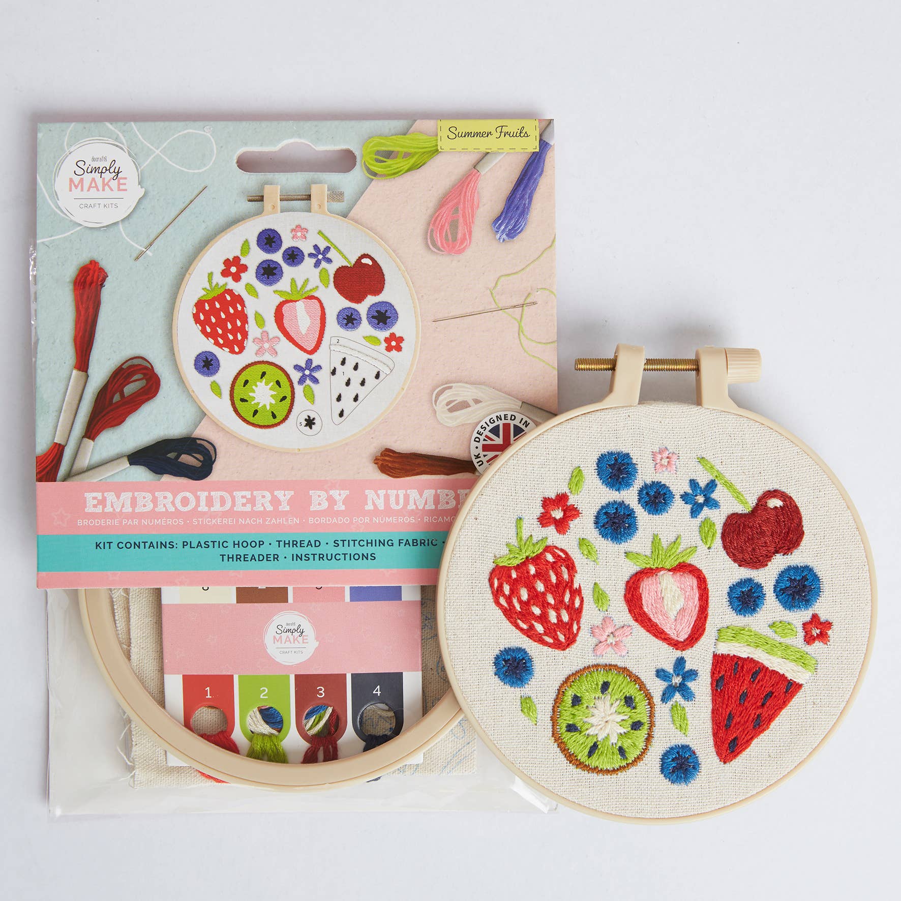 Simply Make Embroidery By Numbers Summer Fruits Craft Kit