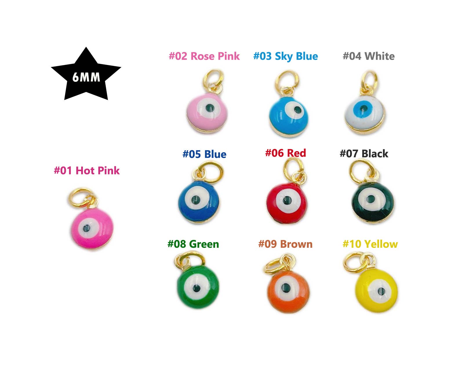 Gold-Filled Enamel Evil Eye Charm Pendant