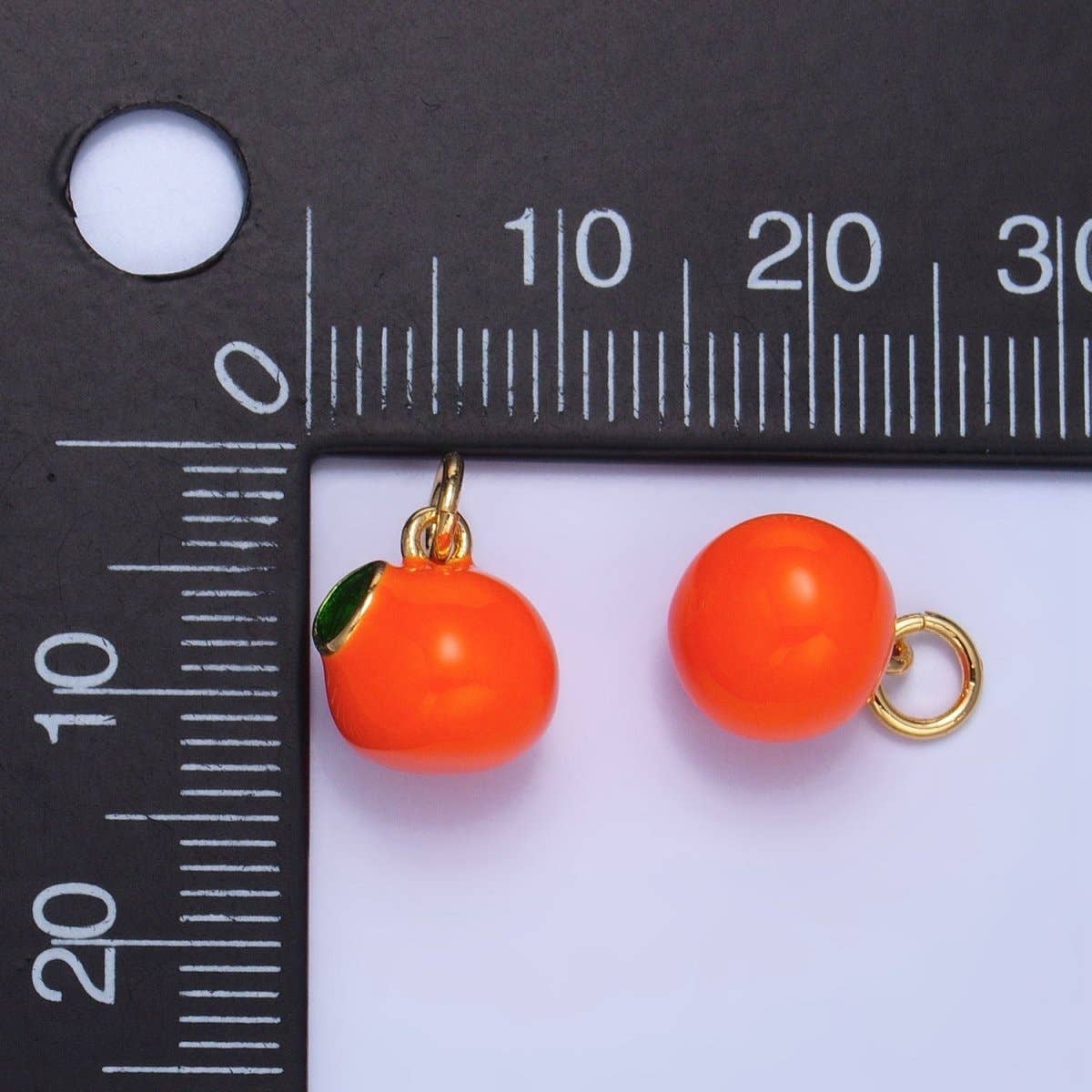 24K Gold Filled Tangerine Orange Fruit Enamel Mini Multidimensional Charm |