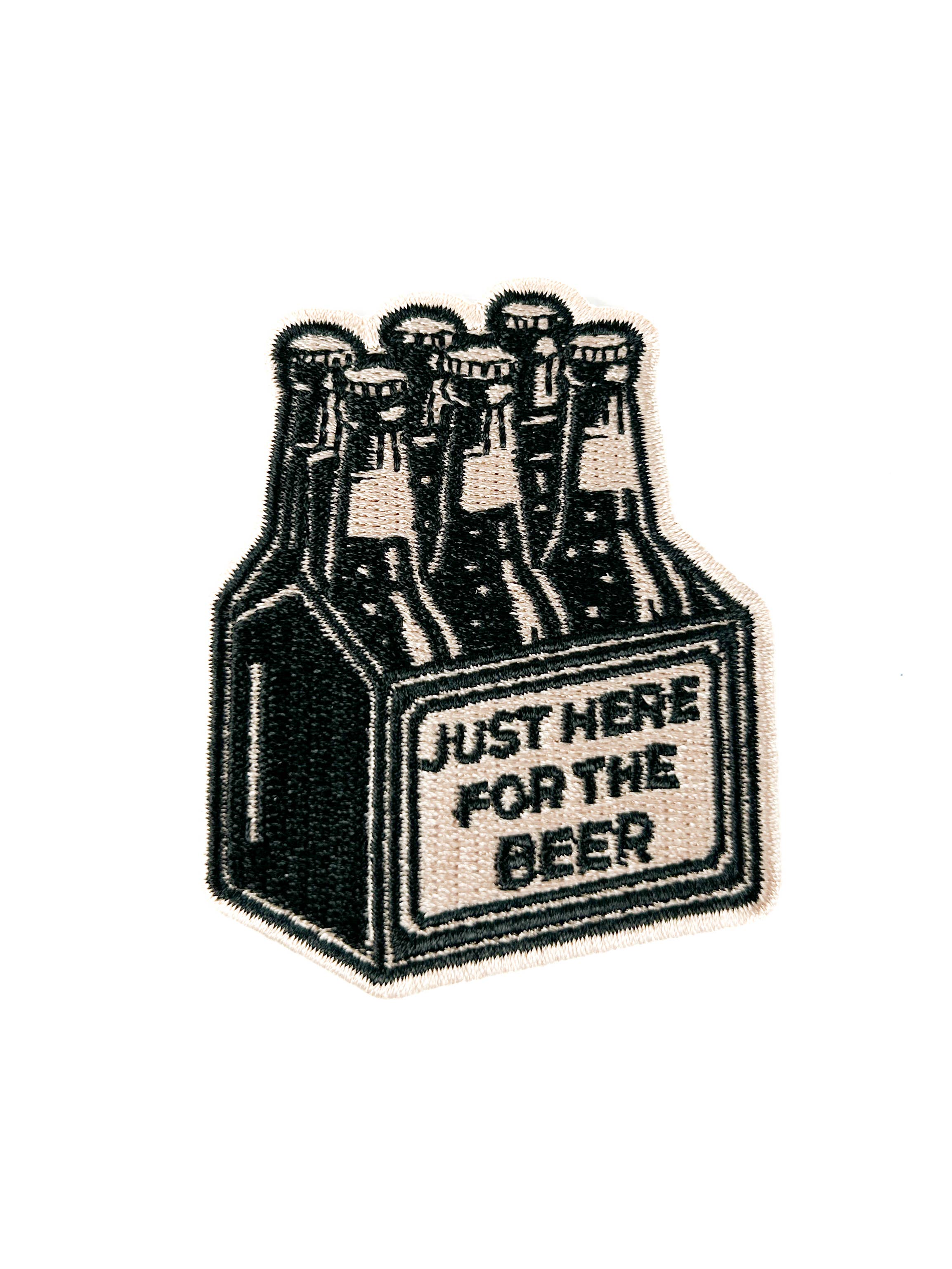 Just Here for the Beer Embroidered Patch Funny Iron On Bar