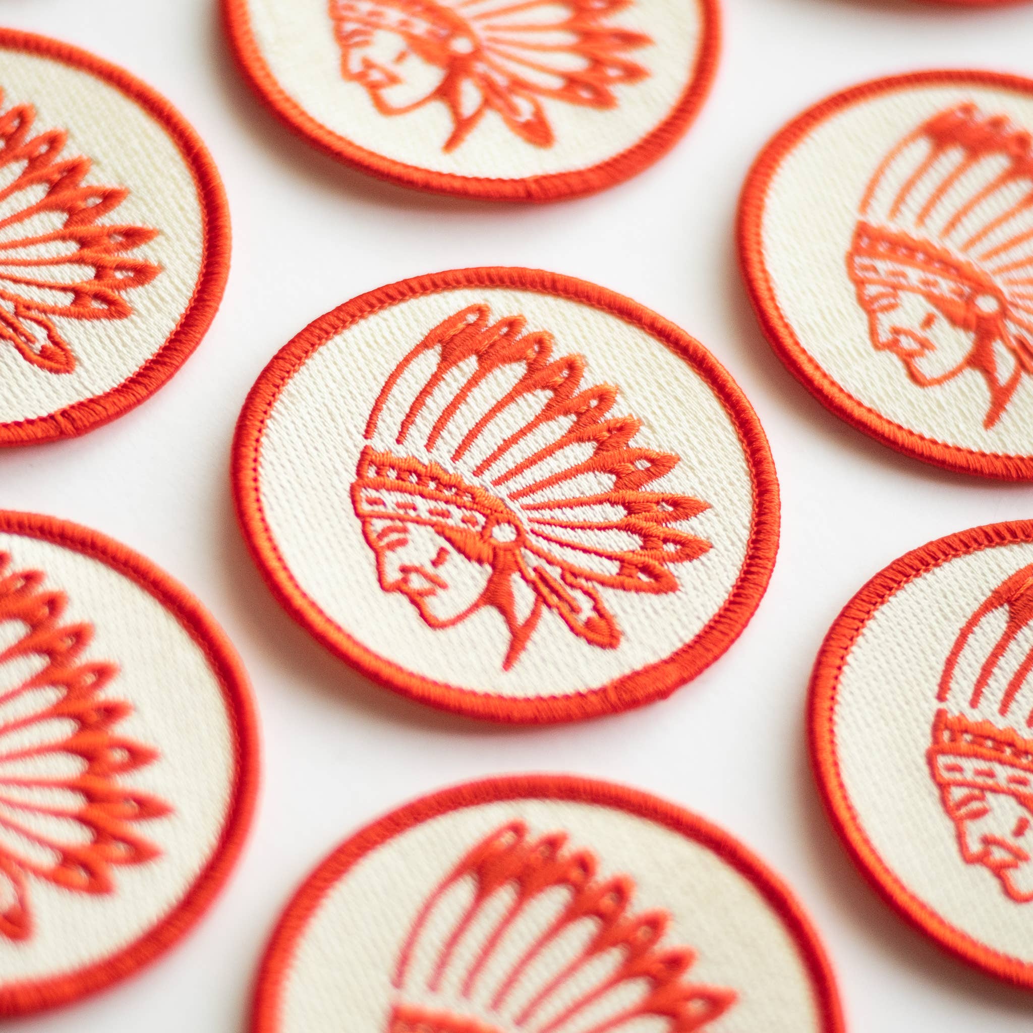 Indian Chief Head Embroidered Iron on Patch
