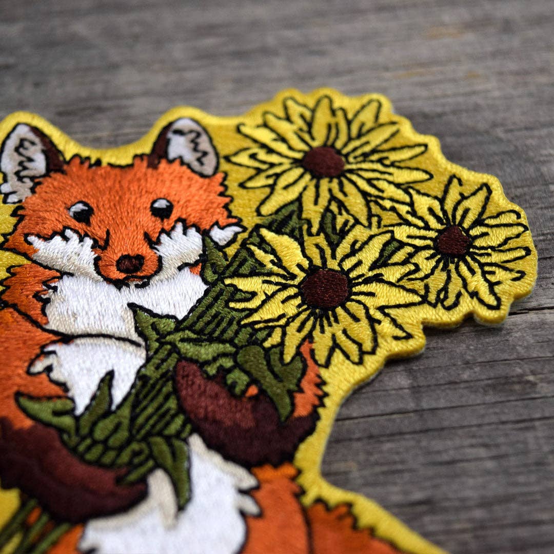 Fox & Flowers Embroidered Patch