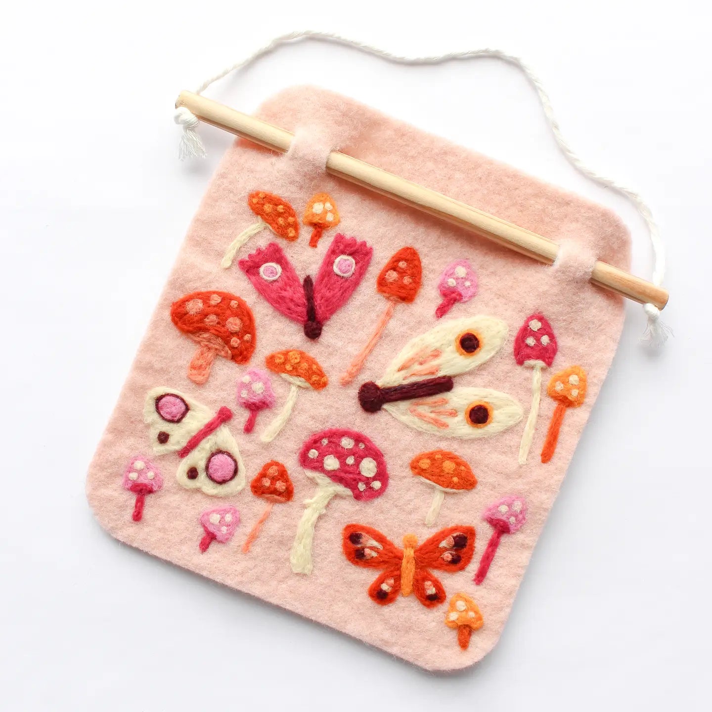 8"x8" Moth and Mushroom Banner Felting Kit image 0