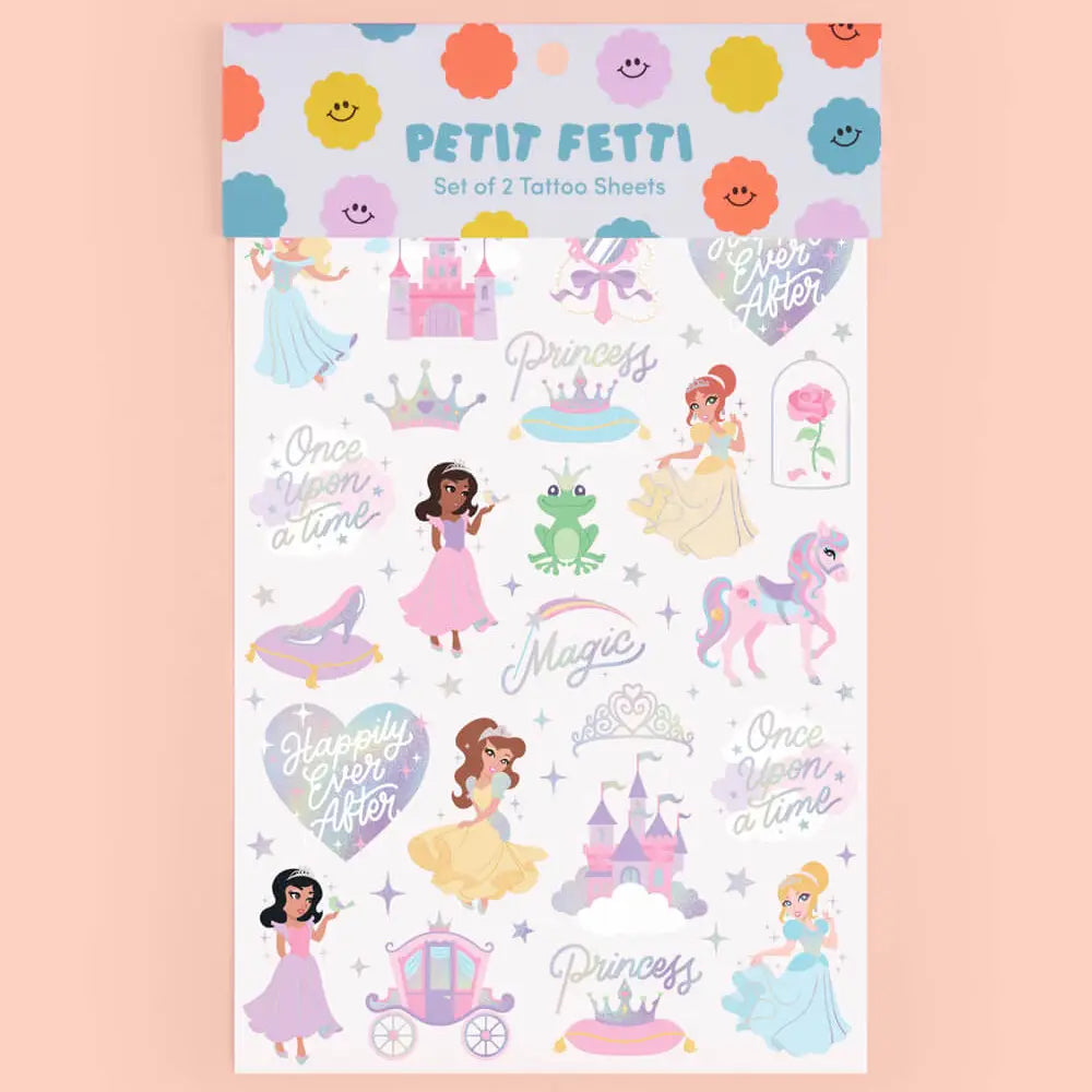 Pastel Princess Party Foil Kids Temporary Tattoos - Petit Fetti image 0