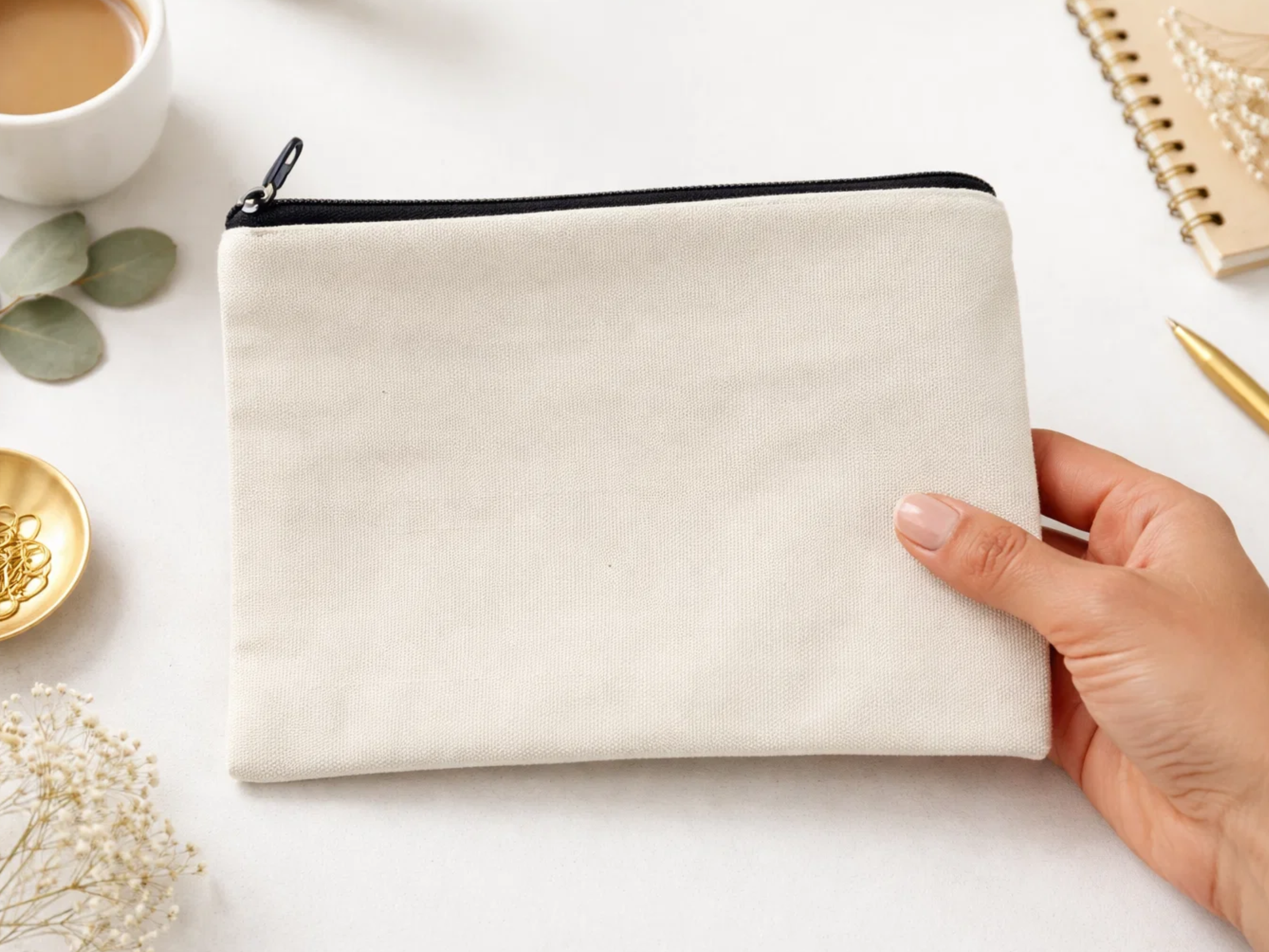 Canvas Pouches | Plain Travel Pouch | MakeUp Pouch